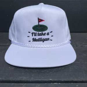 I’ll take a mulligan on a White SnapBack Hat Cap with Rope Custom Embroidery