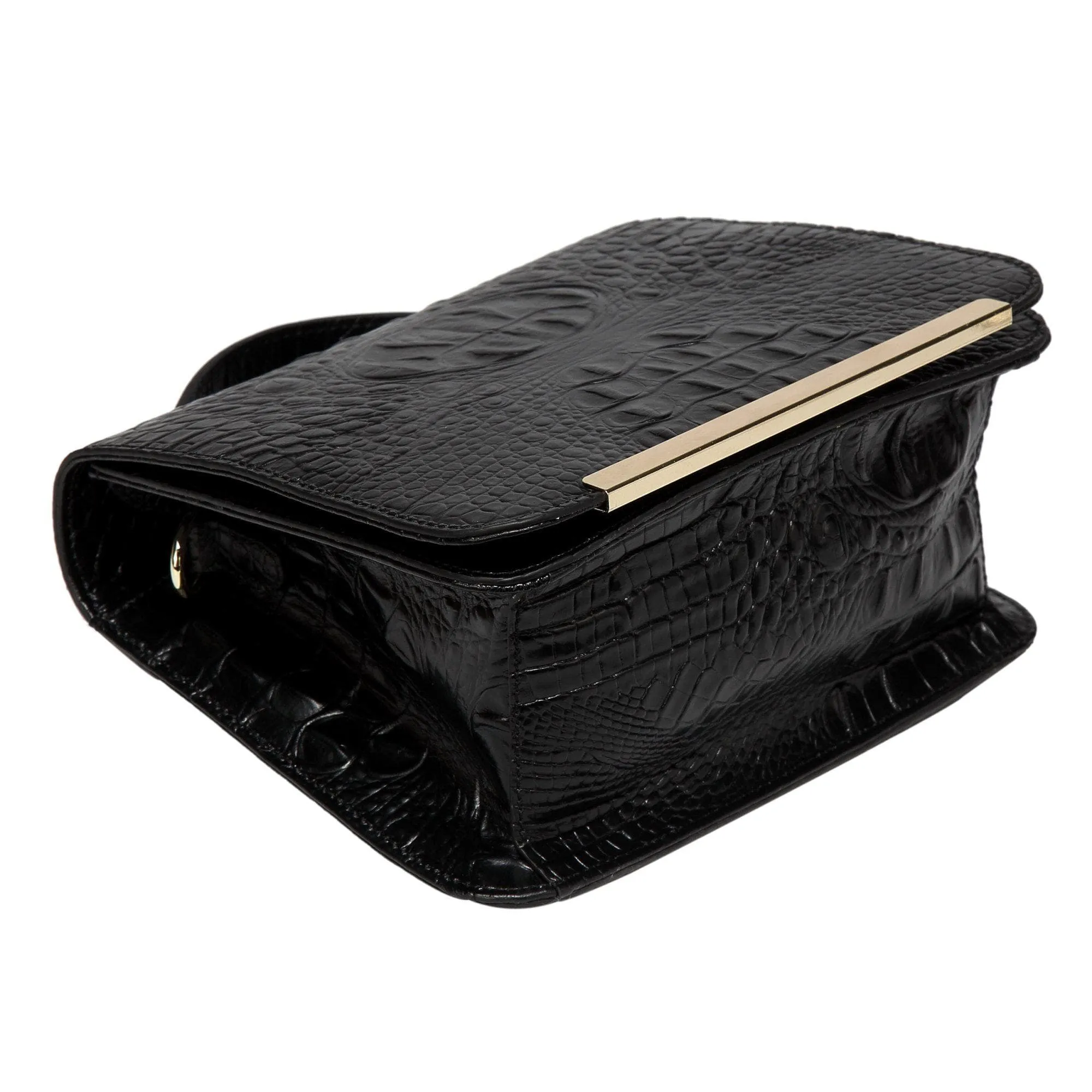 Inaya Croc Embossed Leather Crossbody Bag