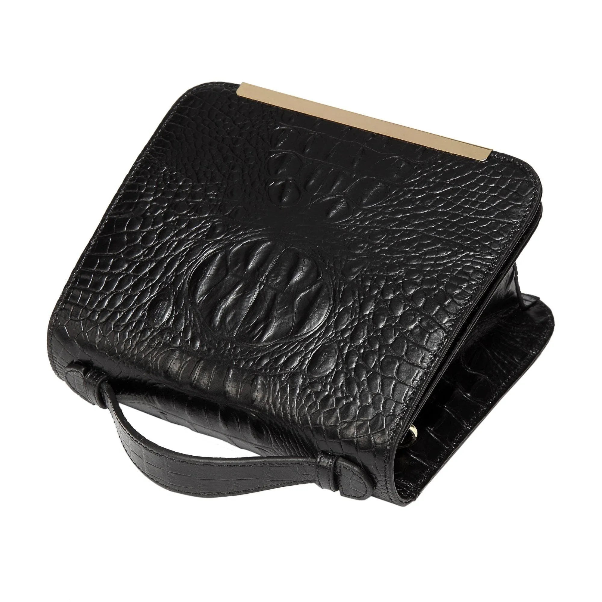 Inaya Croc Embossed Leather Crossbody Bag