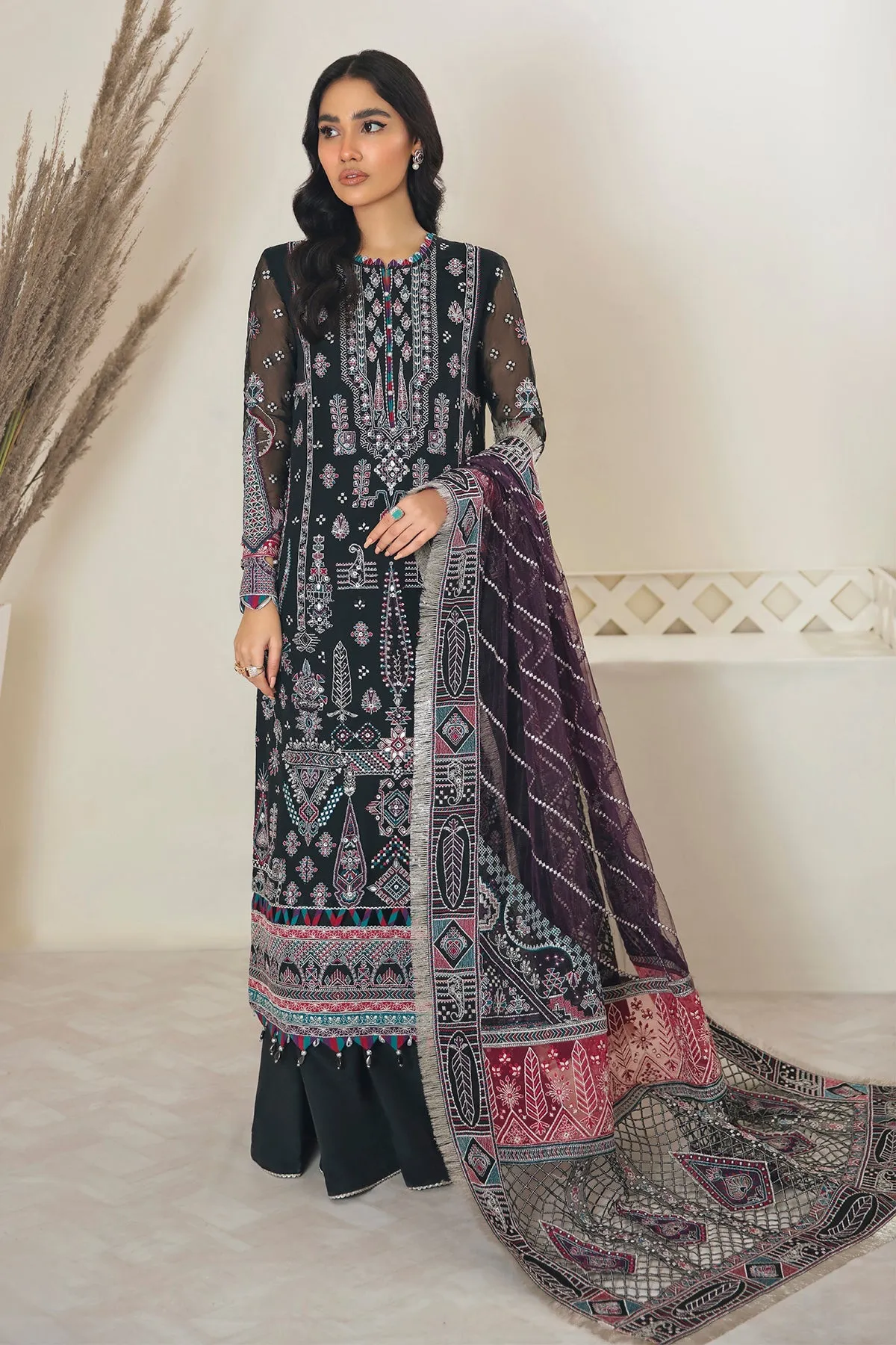 Jazmin Embroidered Chiffon 2022 | FUSION OF DELUXE | BLACK GALAXY