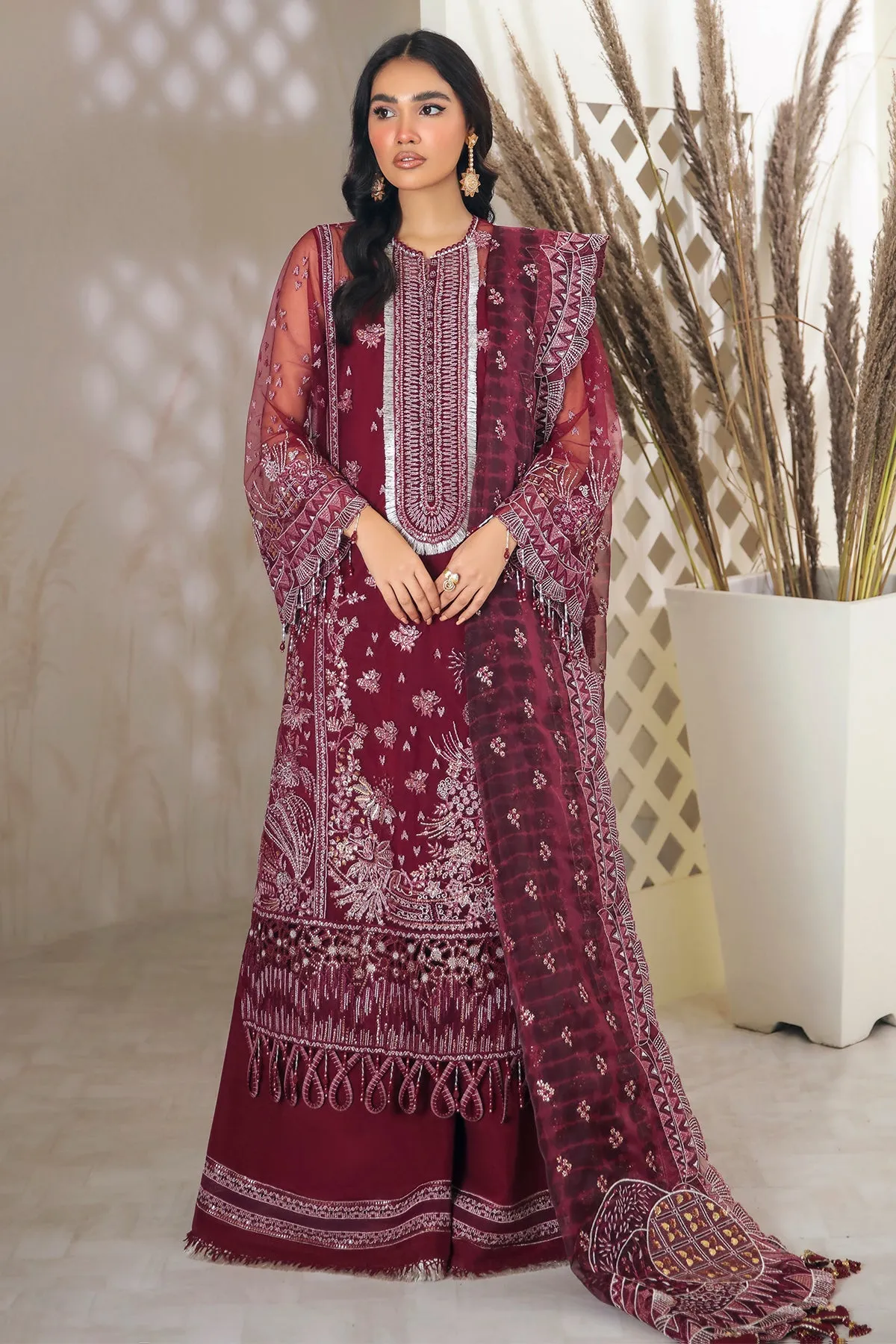 Jazmin Embroidered Chiffon 2022 | FUSION OF DELUXE | RAZELBERRY
