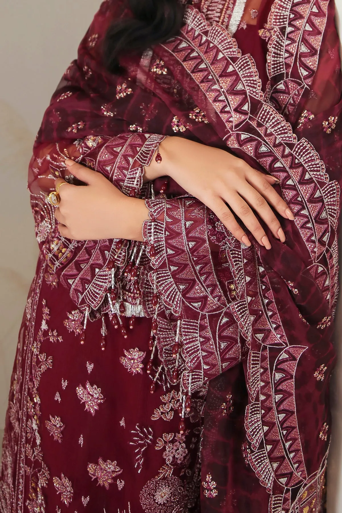 Jazmin Embroidered Chiffon 2022 | FUSION OF DELUXE | RAZELBERRY