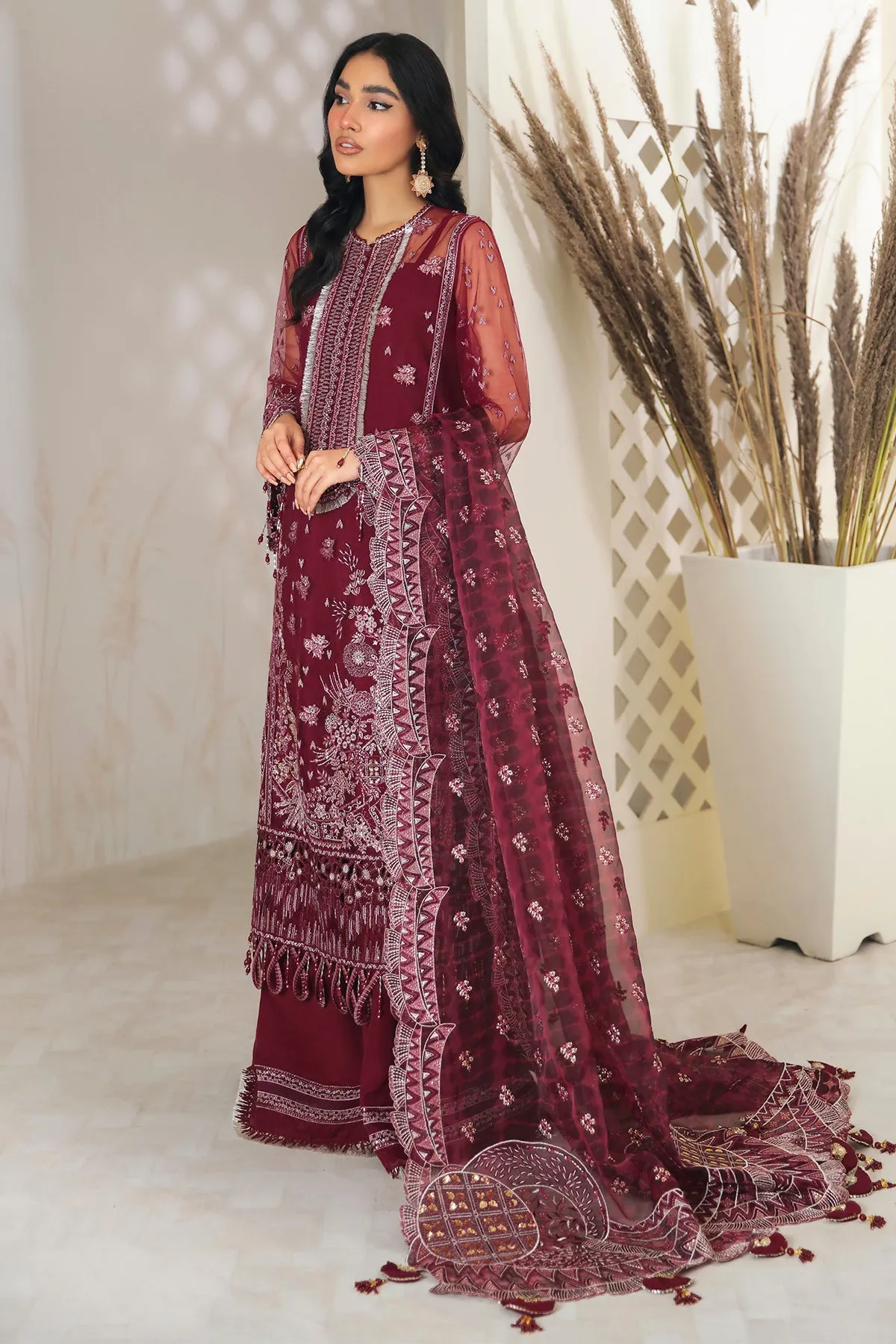 Jazmin Embroidered Chiffon 2022 | FUSION OF DELUXE | RAZELBERRY
