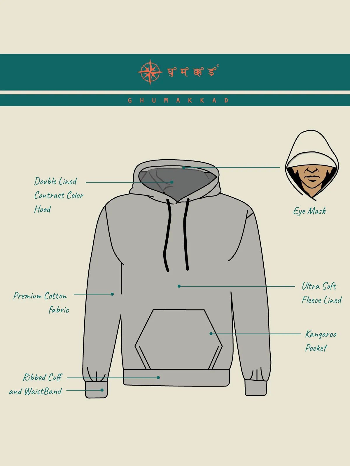 Journey Junkie Back Printed Cotton Hoodie for Men & Women