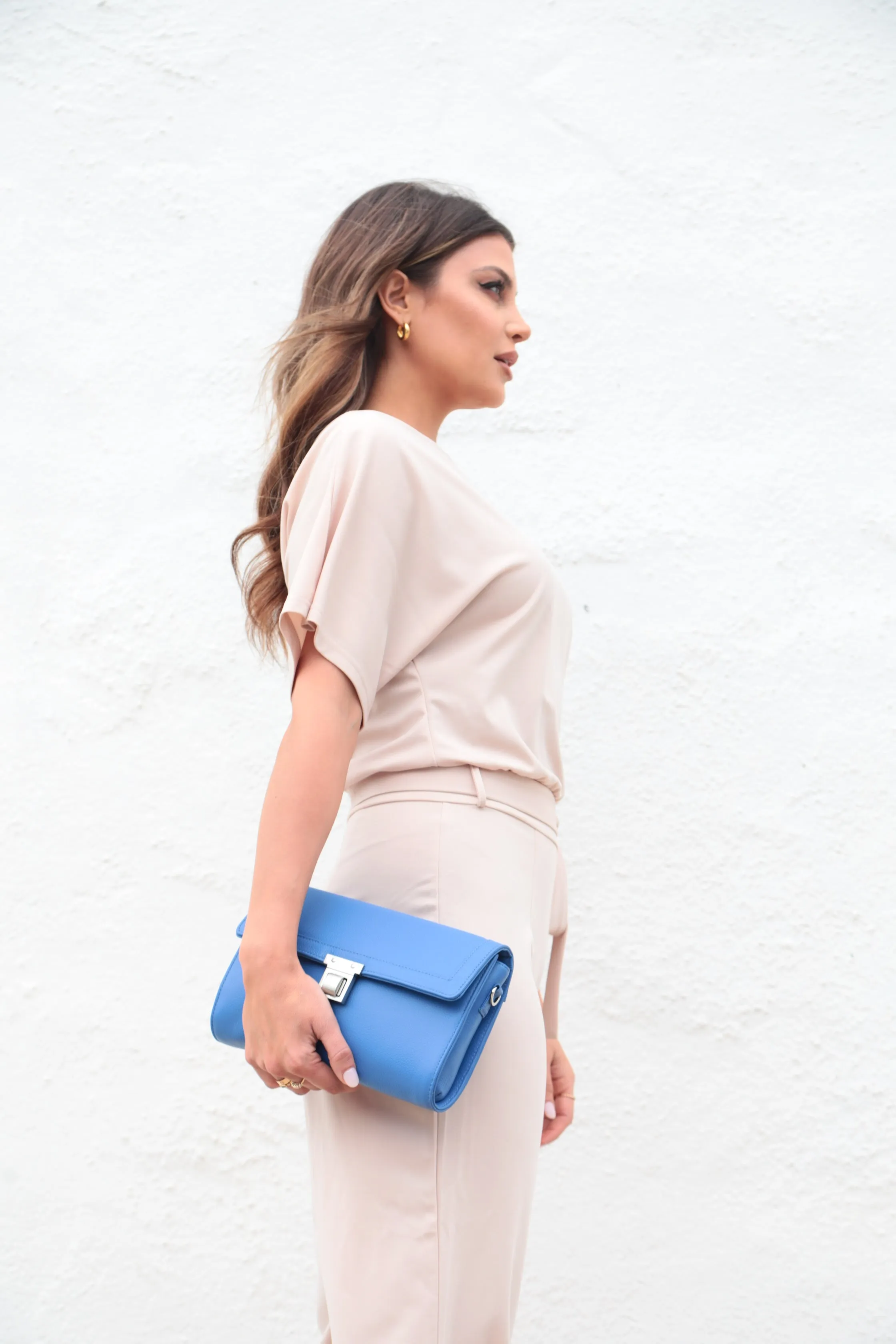 Kelly Shoulder Bag -  Blue Pebble