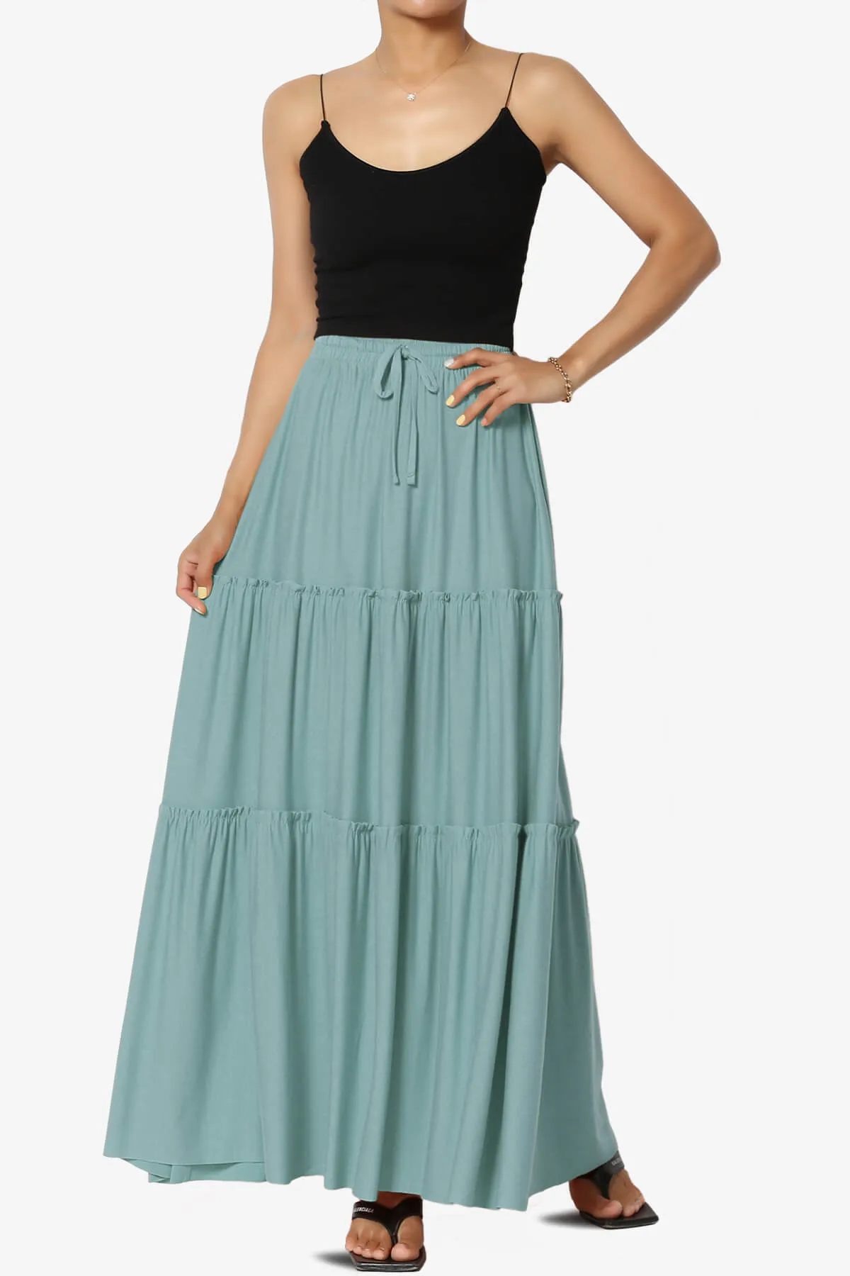 Kelton Ruffle Tiered Jersey Maxi Skirt