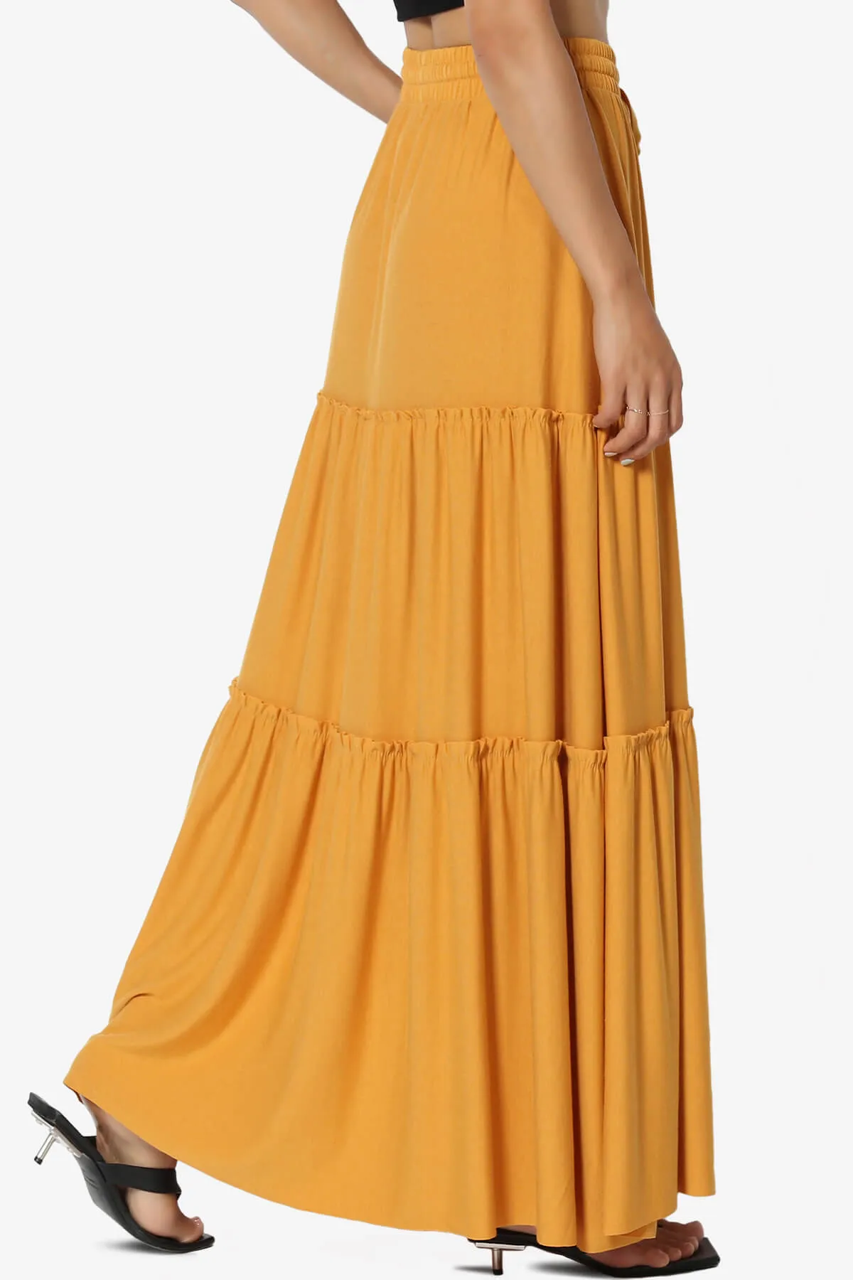 Kelton Ruffle Tiered Jersey Maxi Skirt