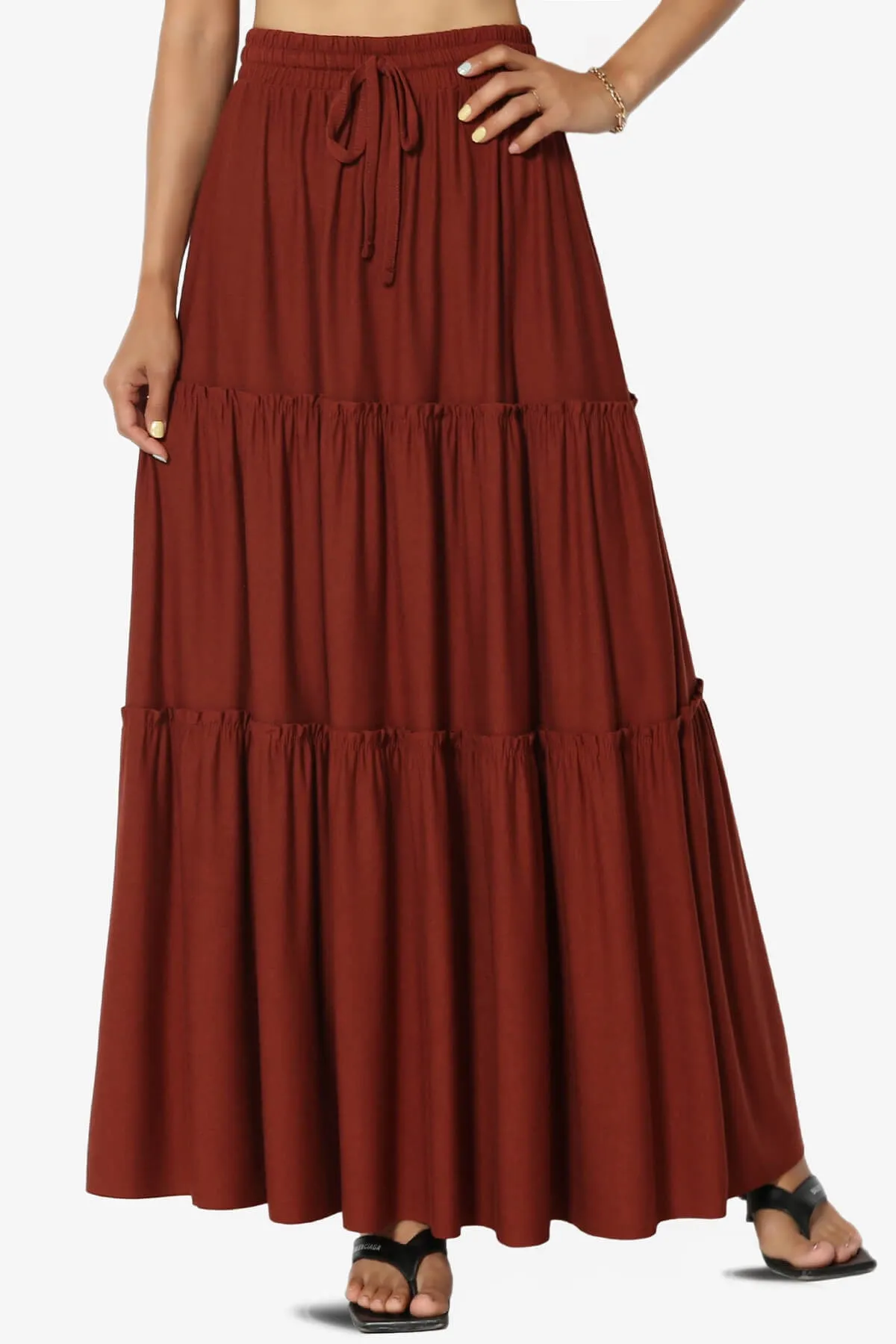 Kelton Ruffle Tiered Jersey Maxi Skirt