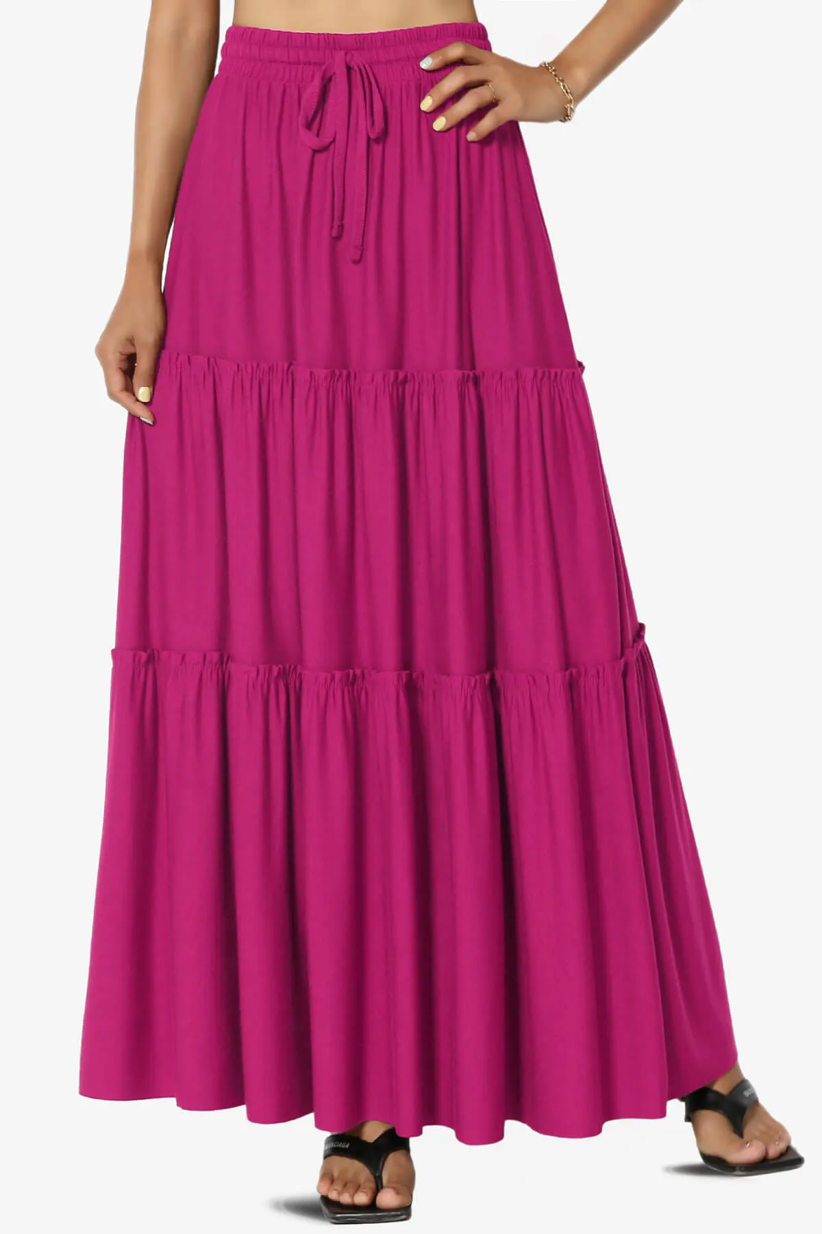 Kelton Ruffle Tiered Jersey Maxi Skirt