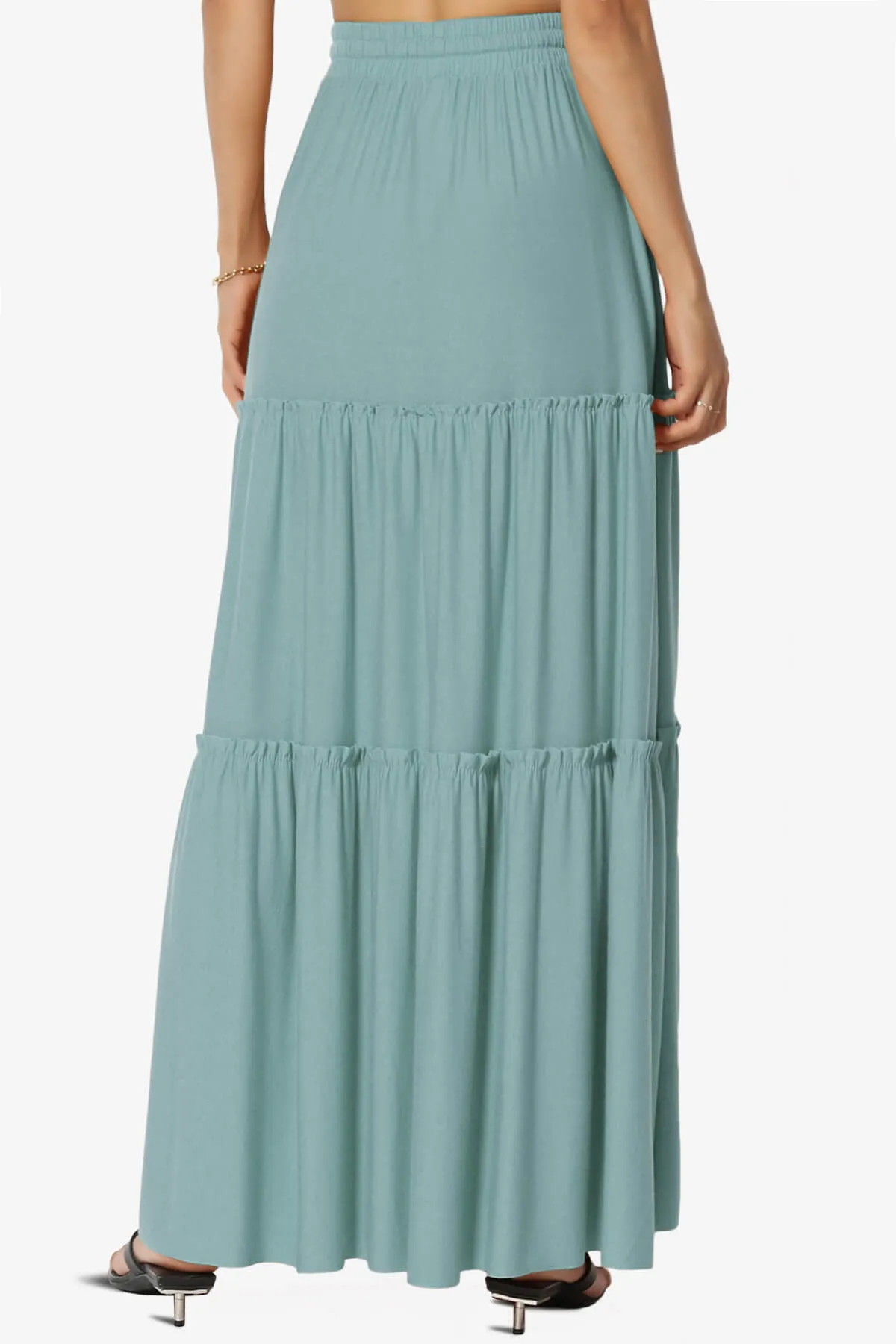 Kelton Ruffle Tiered Jersey Maxi Skirt