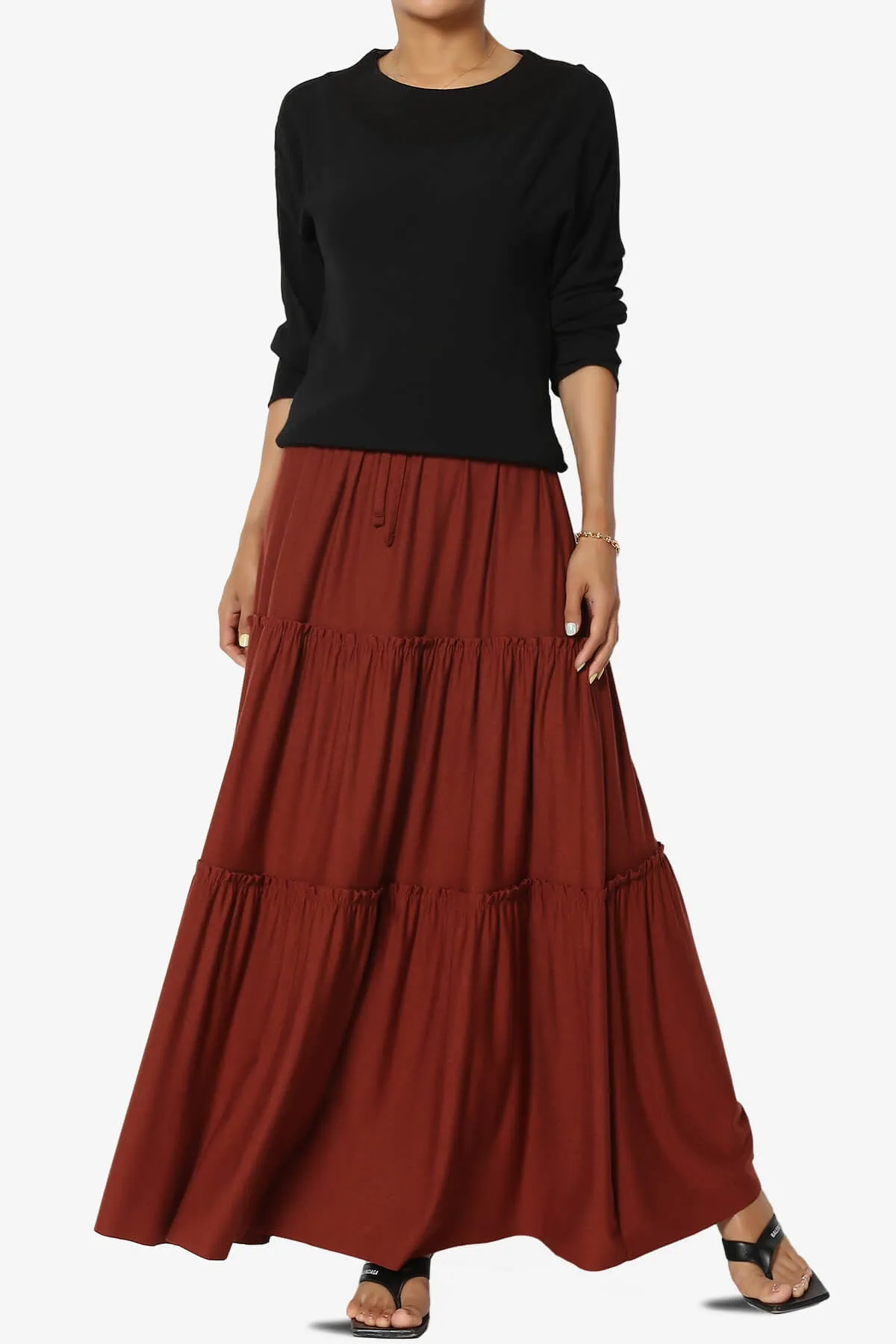 Kelton Ruffle Tiered Jersey Maxi Skirt
