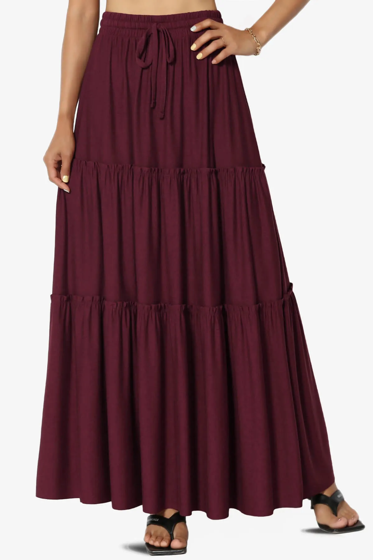 Kelton Ruffle Tiered Jersey Maxi Skirt
