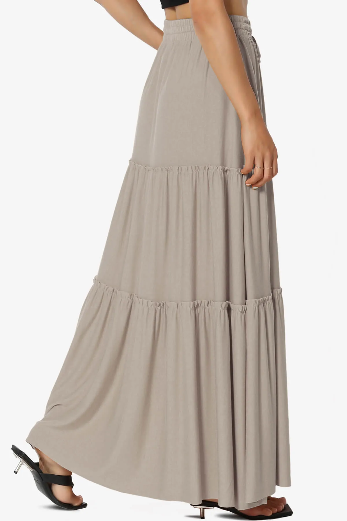 Kelton Ruffle Tiered Jersey Maxi Skirt