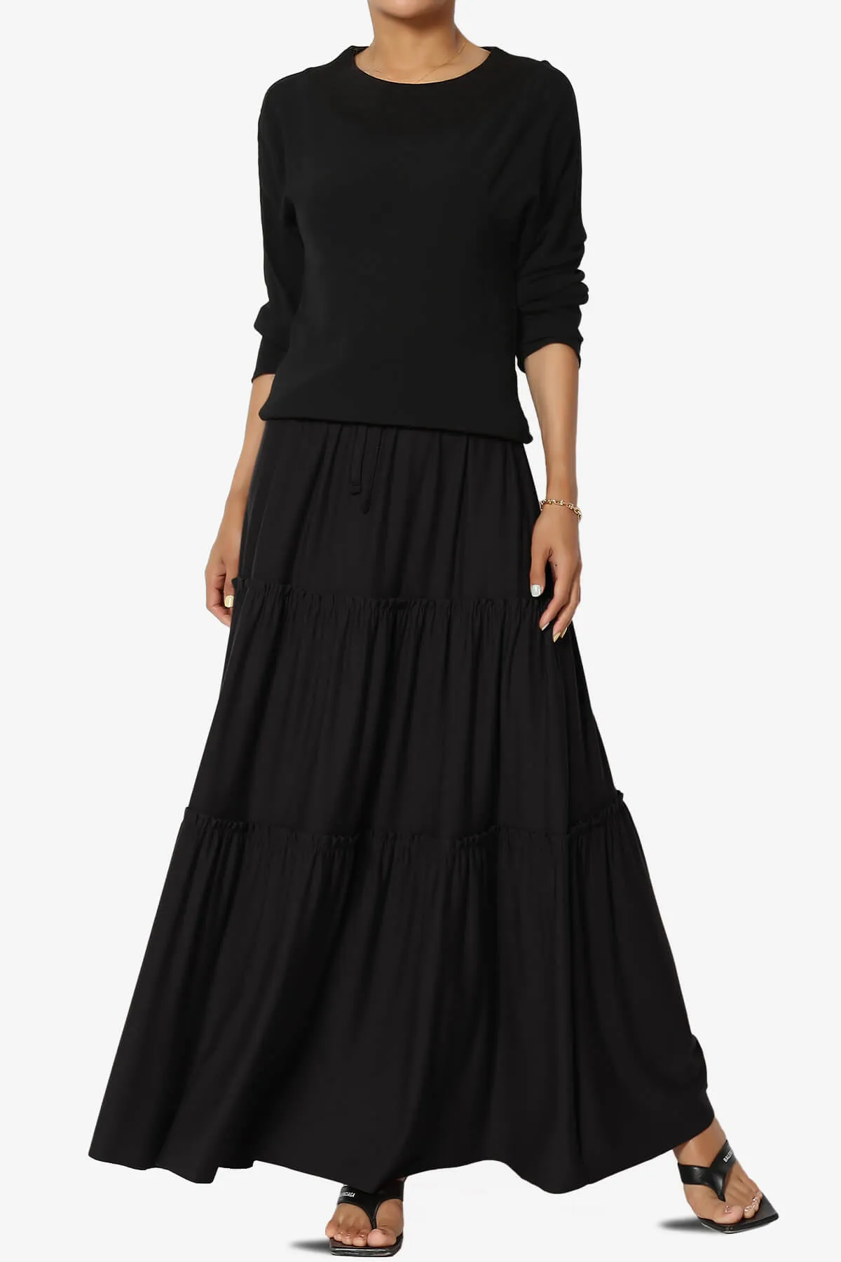 Kelton Ruffle Tiered Jersey Maxi Skirt