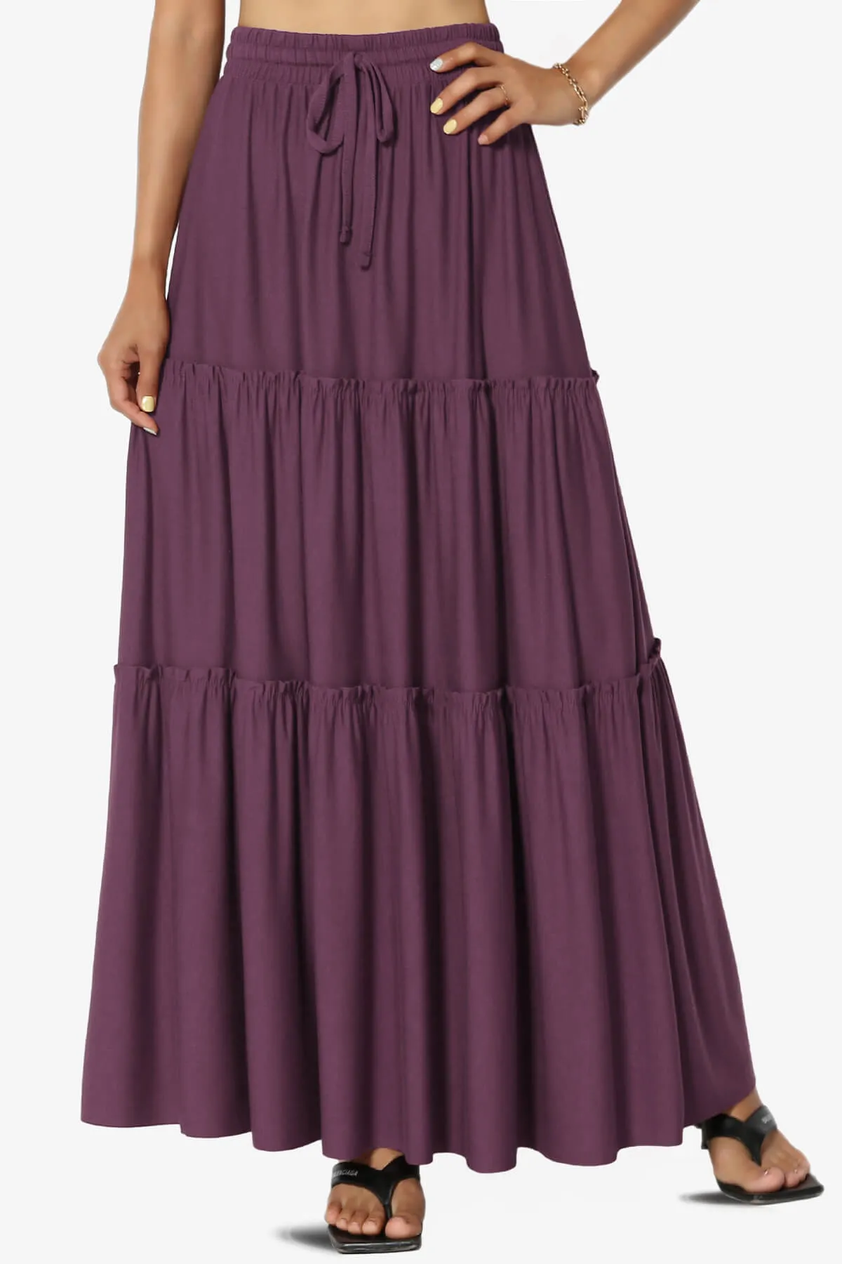 Kelton Ruffle Tiered Jersey Maxi Skirt