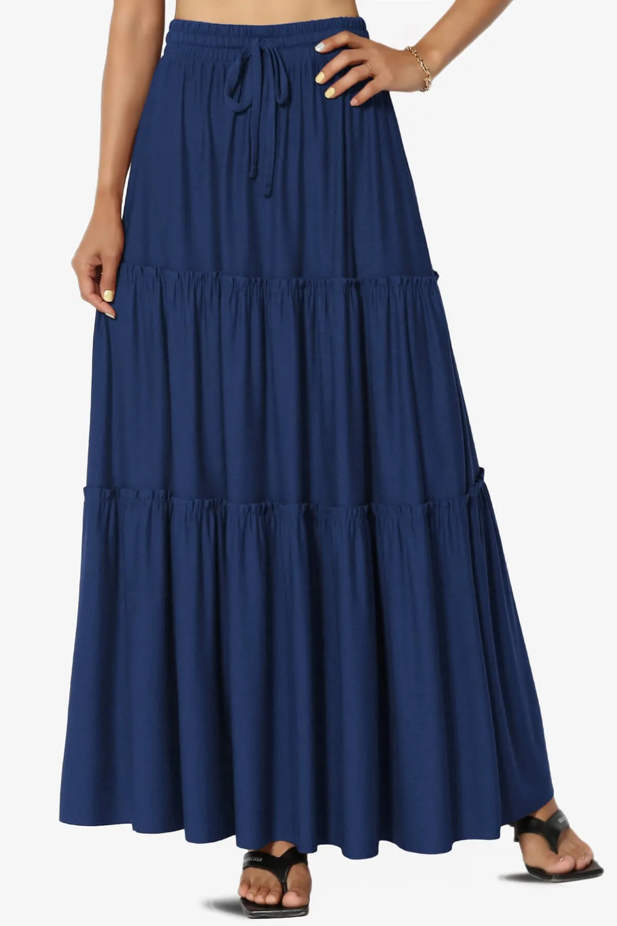 Kelton Ruffle Tiered Jersey Maxi Skirt