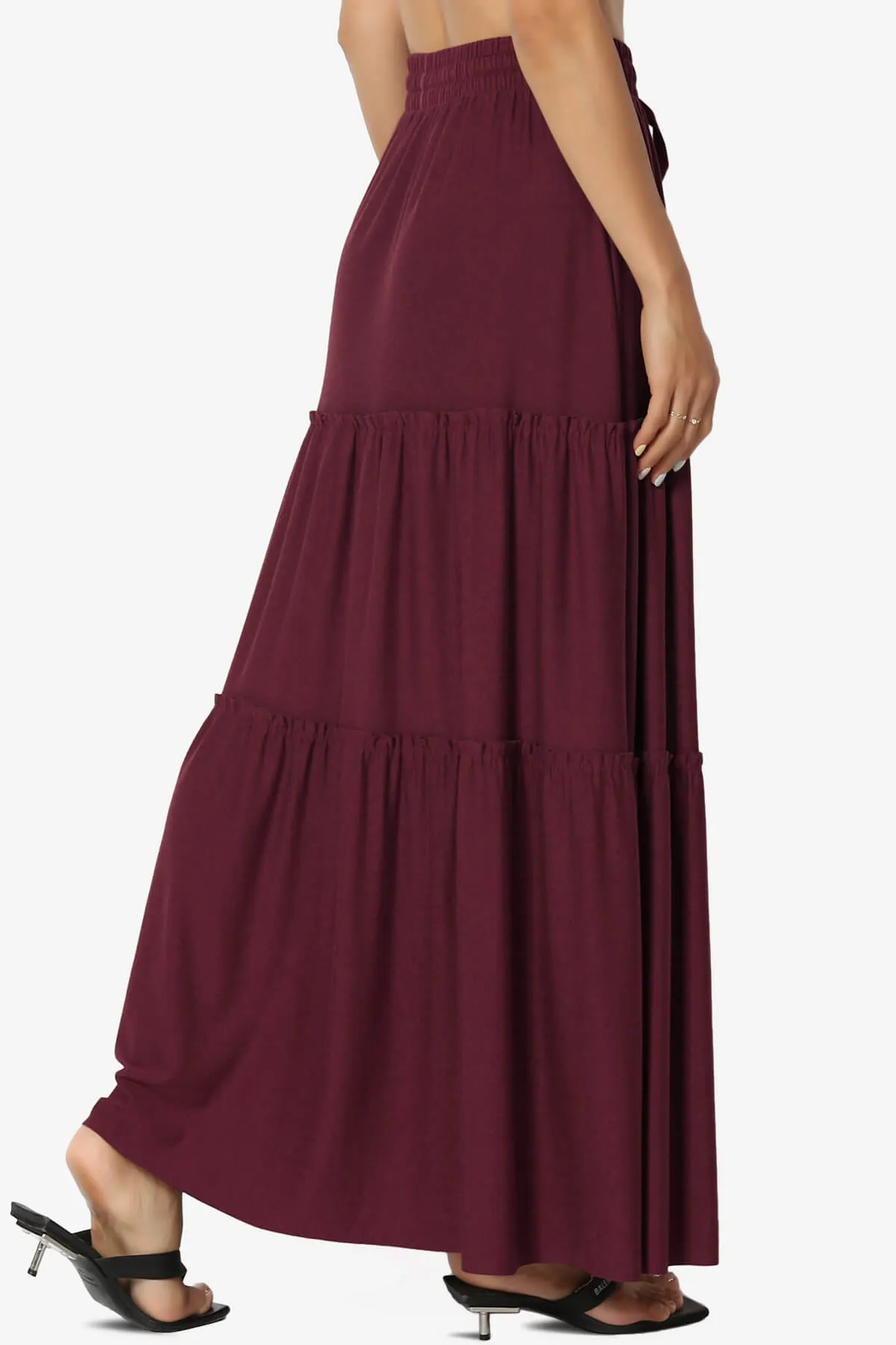 Kelton Ruffle Tiered Jersey Maxi Skirt