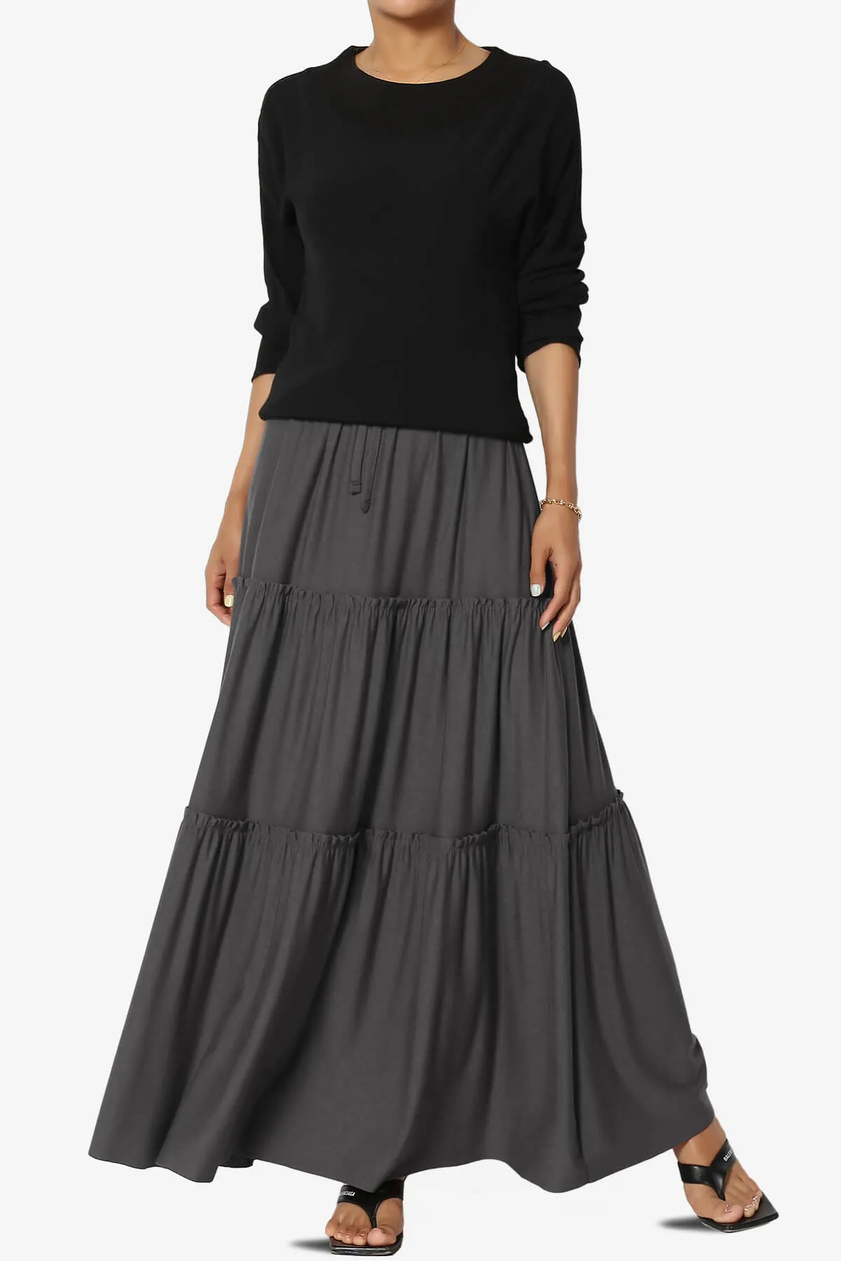 Kelton Ruffle Tiered Jersey Maxi Skirt