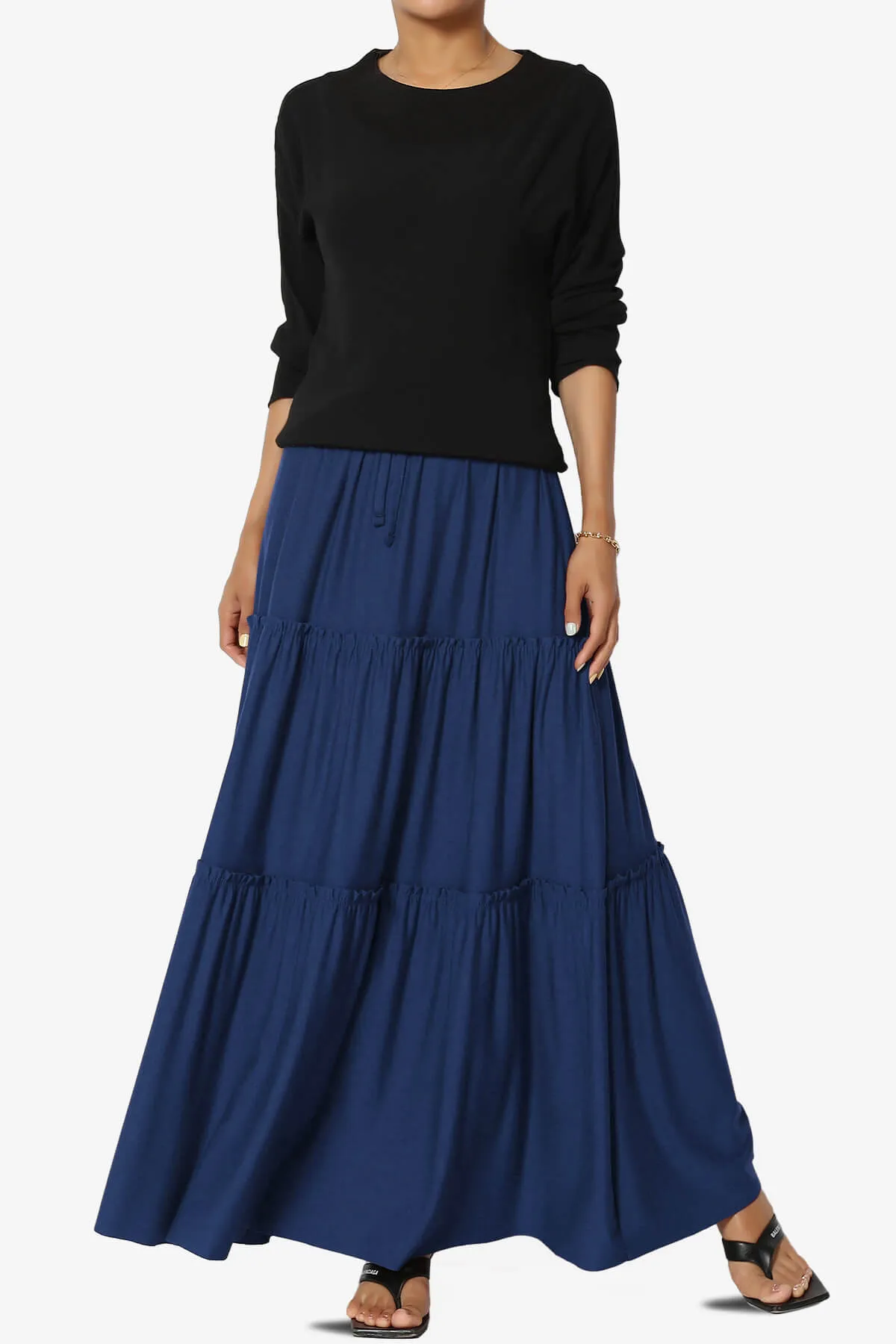 Kelton Ruffle Tiered Jersey Maxi Skirt