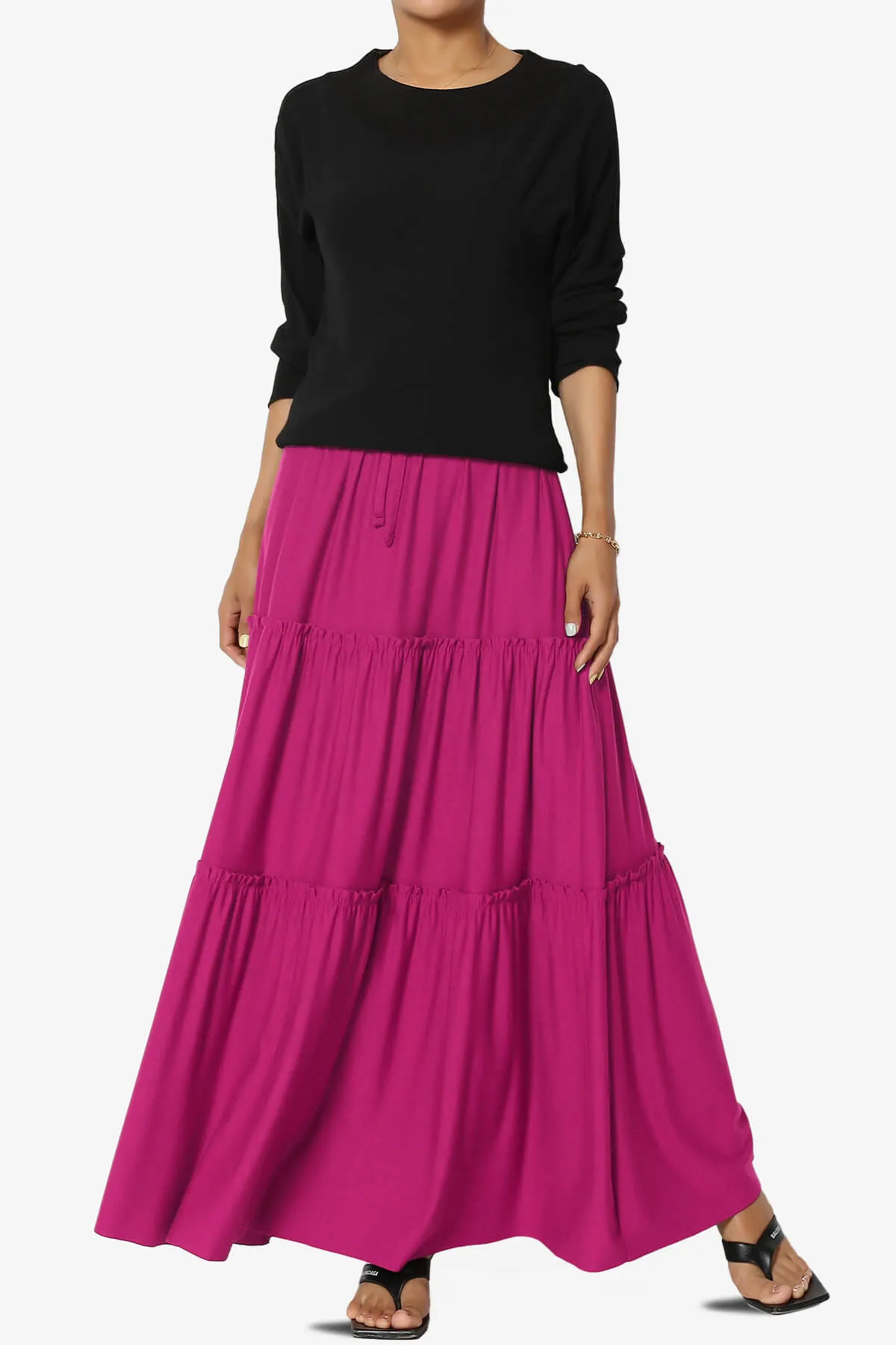 Kelton Ruffle Tiered Jersey Maxi Skirt
