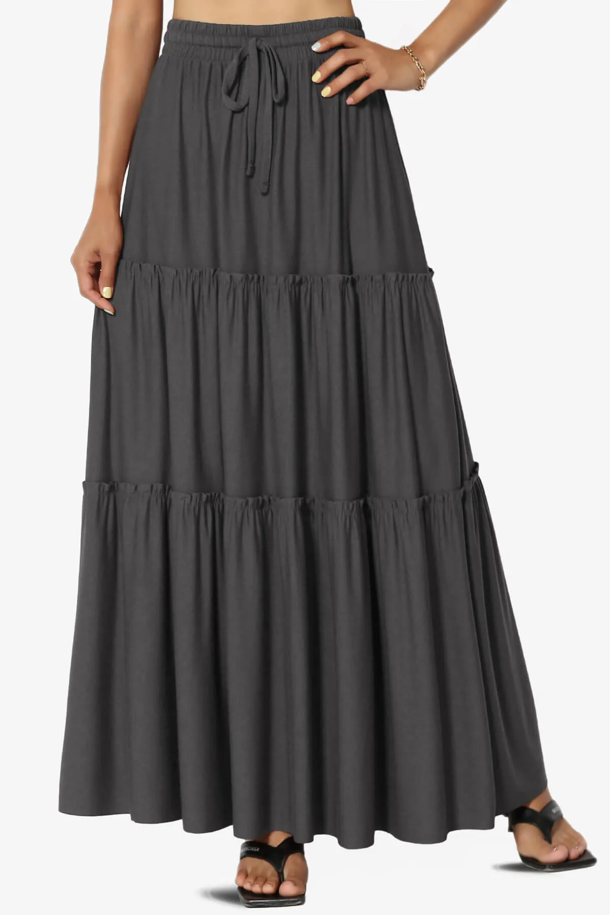 Kelton Ruffle Tiered Jersey Maxi Skirt