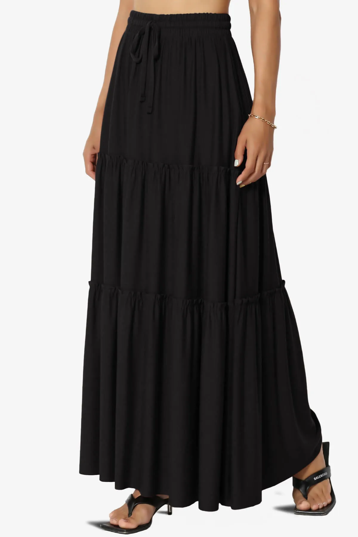 Kelton Ruffle Tiered Jersey Maxi Skirt
