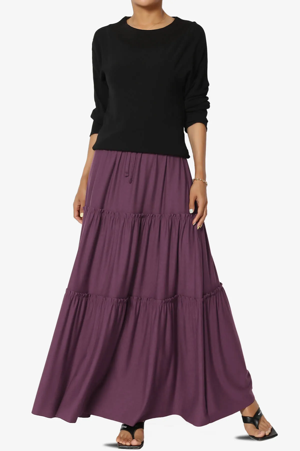 Kelton Ruffle Tiered Jersey Maxi Skirt