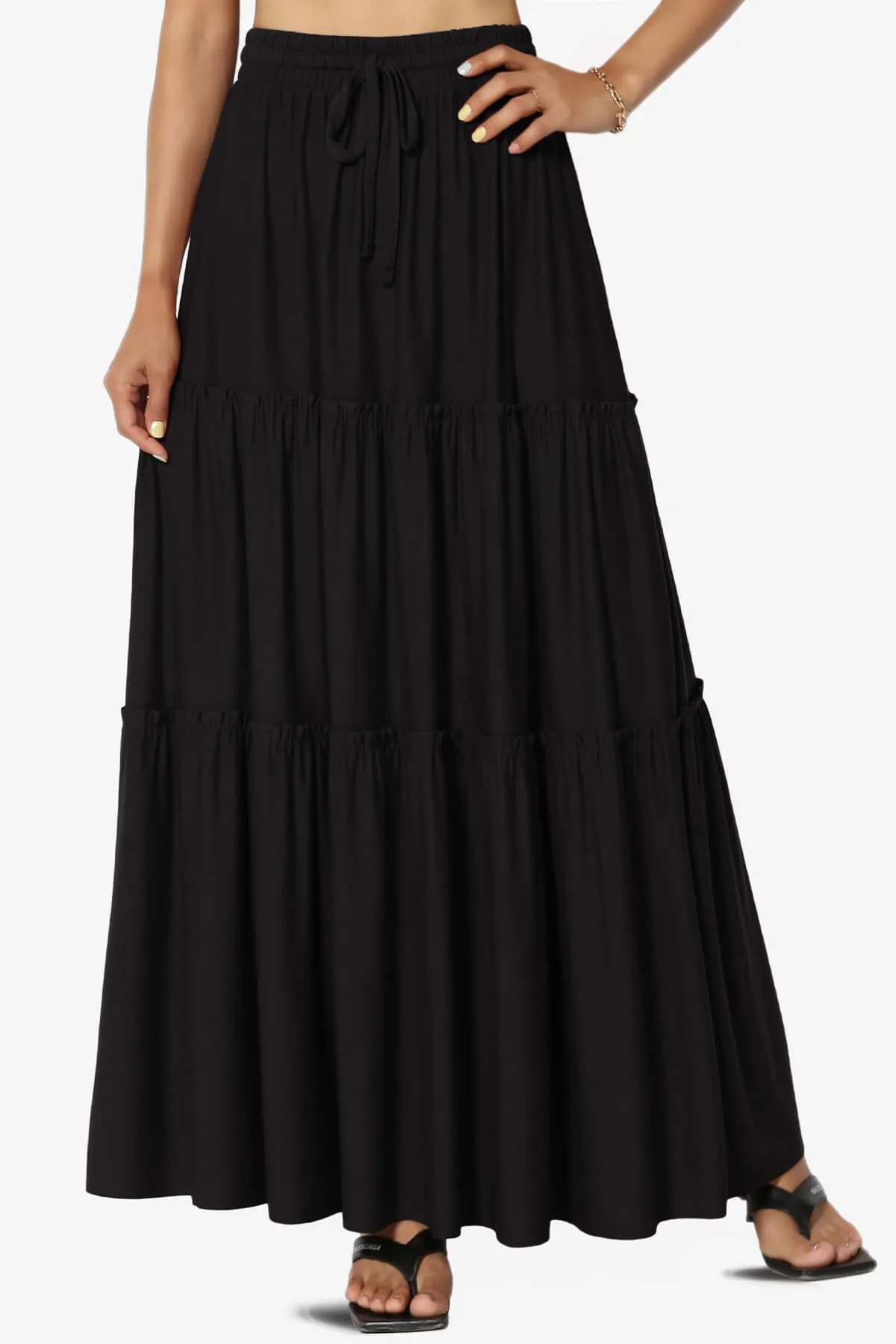 Kelton Ruffle Tiered Jersey Maxi Skirt