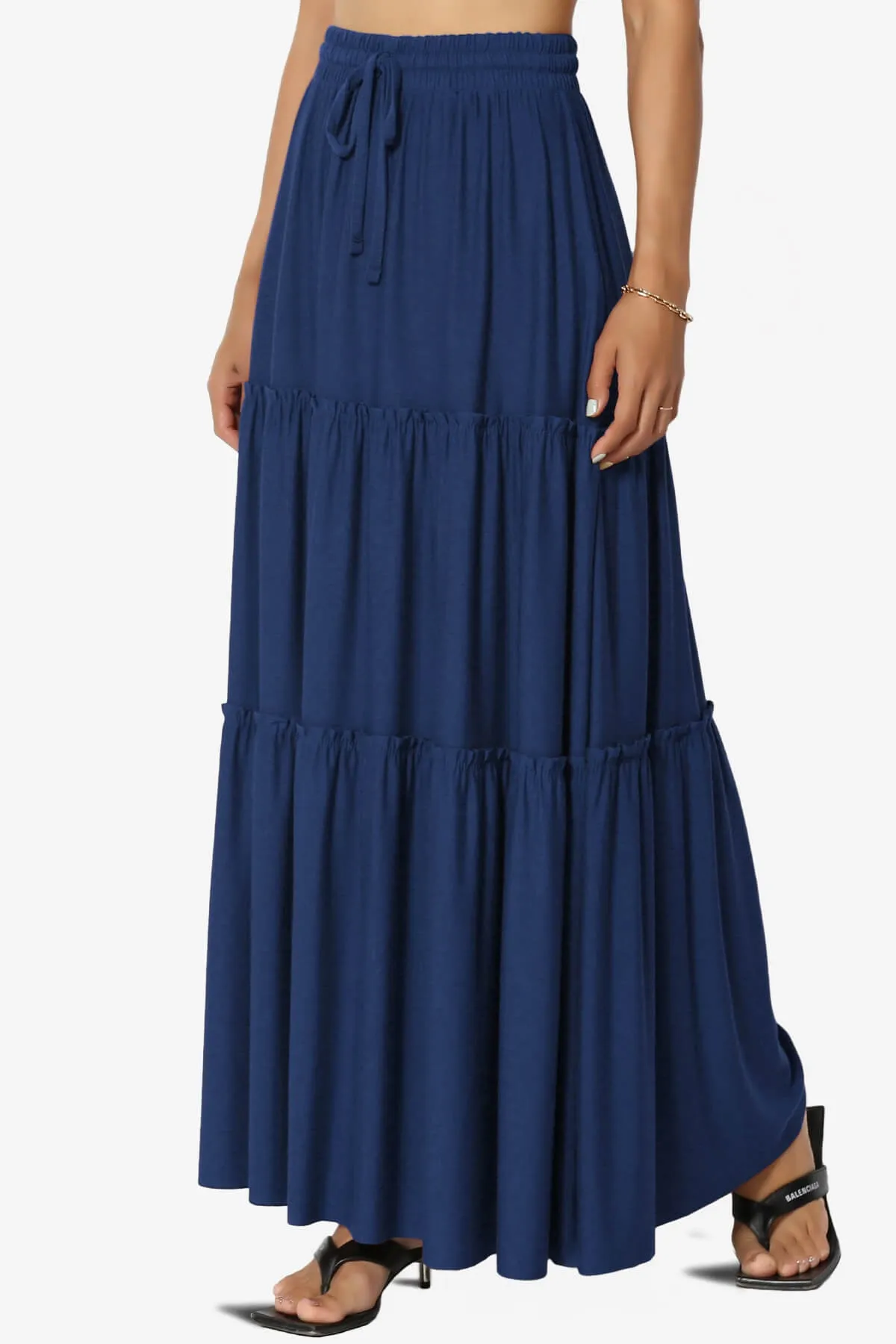 Kelton Ruffle Tiered Jersey Maxi Skirt