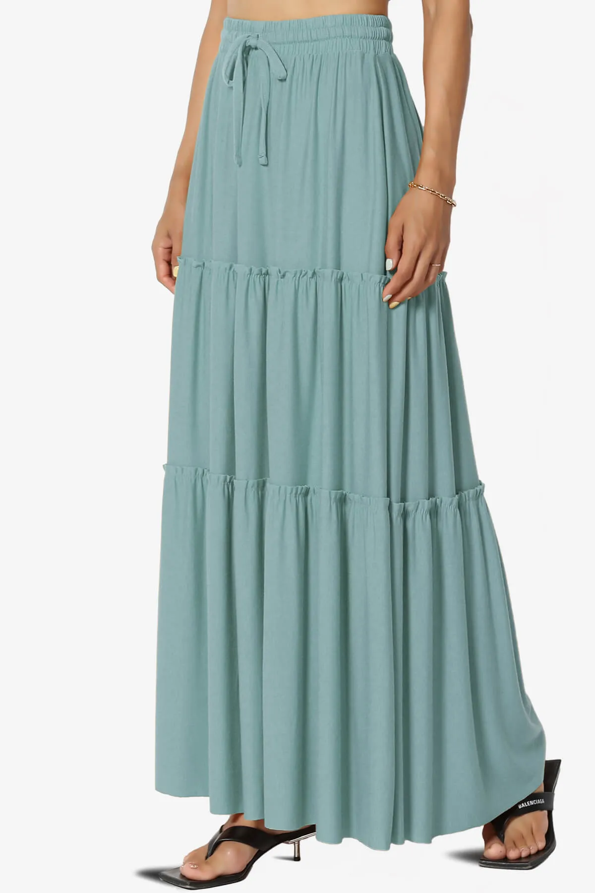 Kelton Ruffle Tiered Jersey Maxi Skirt