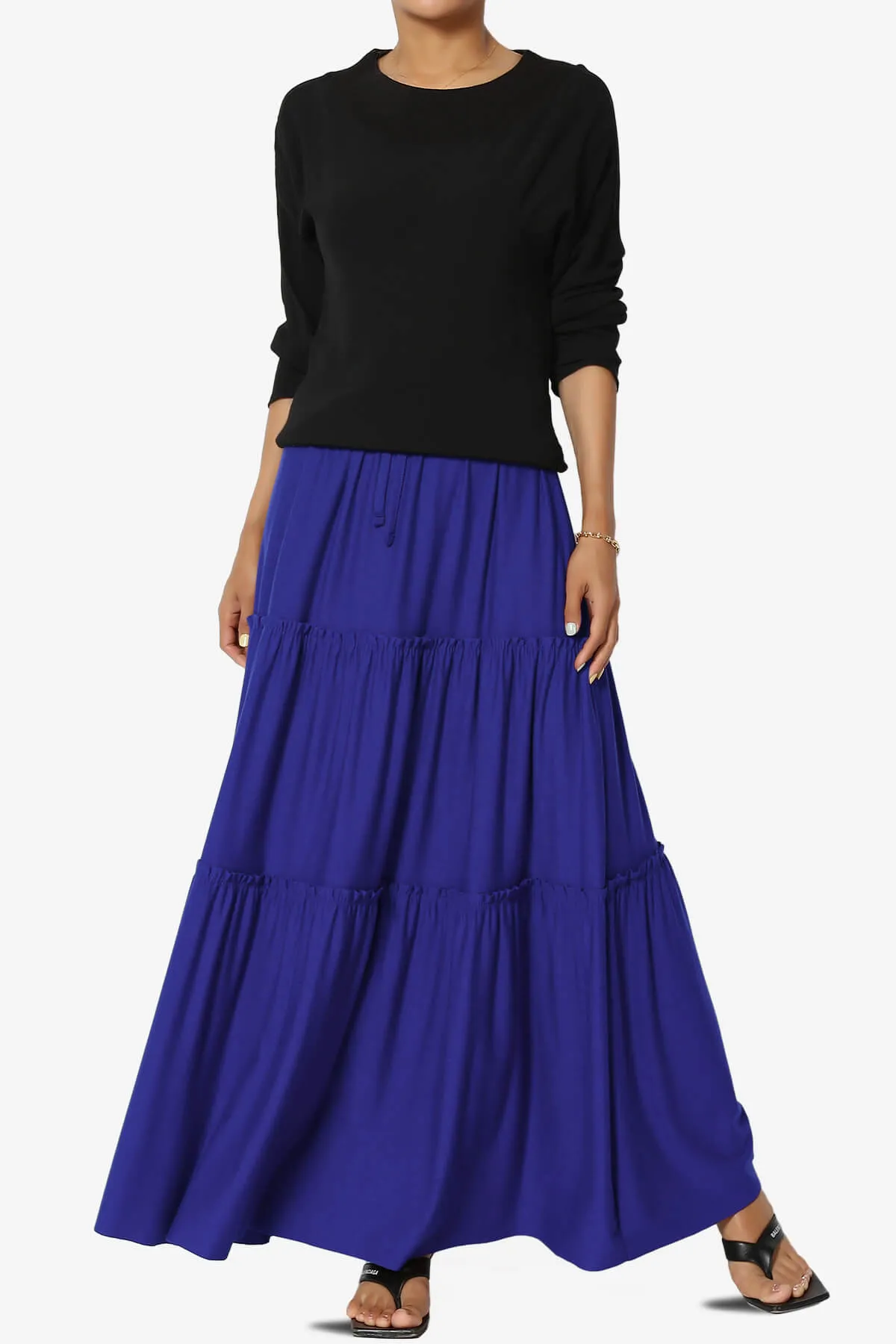 Kelton Ruffle Tiered Jersey Maxi Skirt