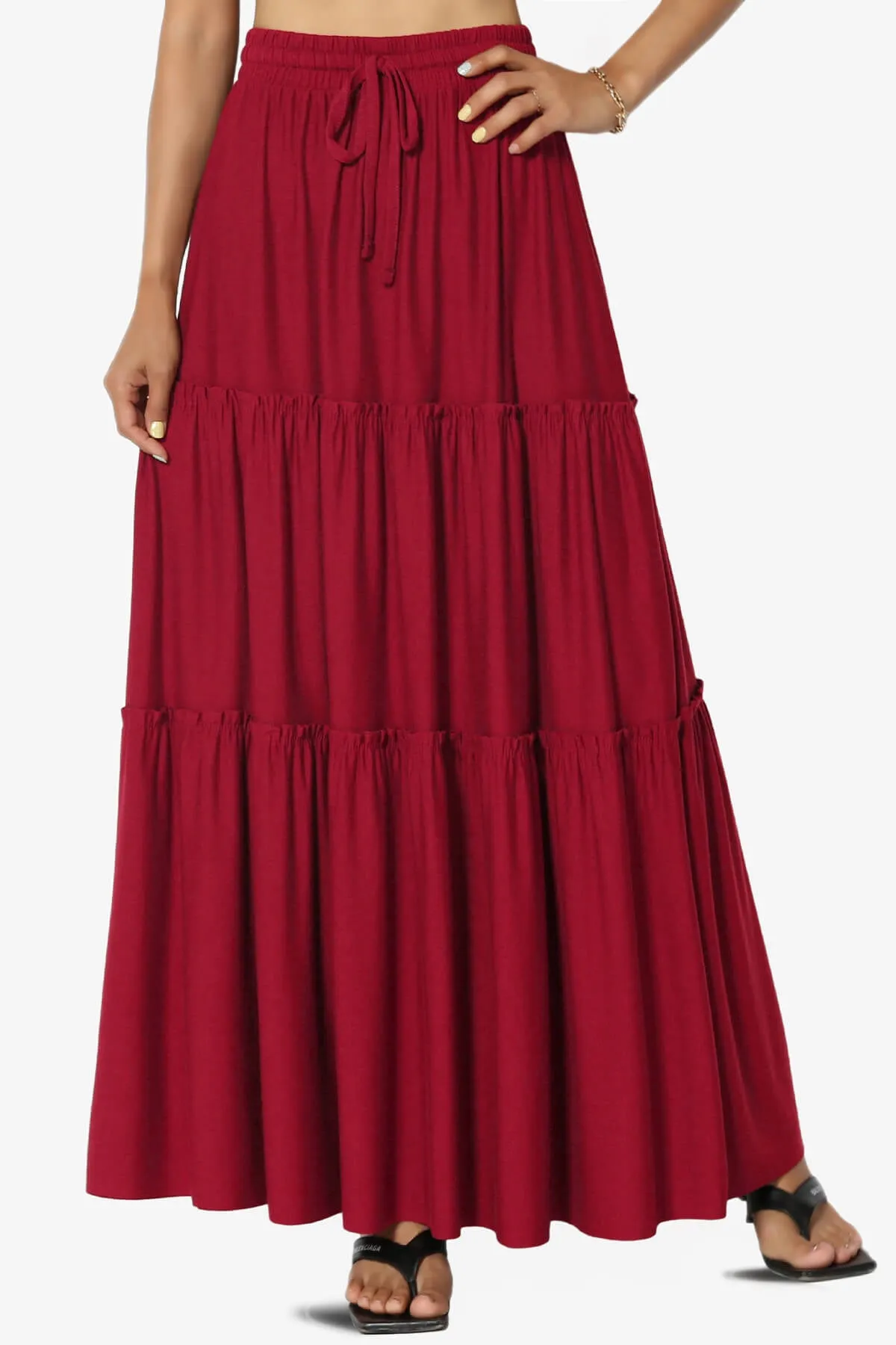 Kelton Ruffle Tiered Jersey Maxi Skirt