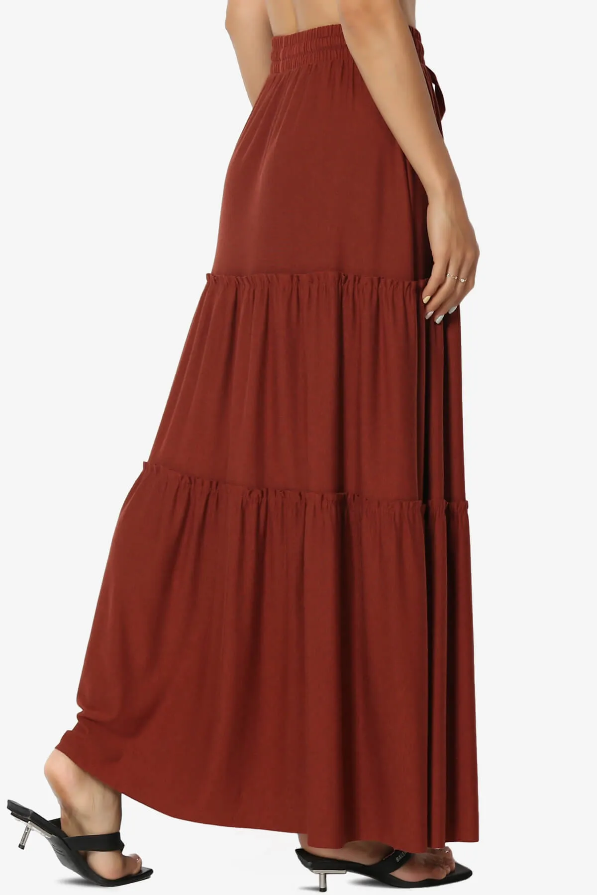 Kelton Ruffle Tiered Jersey Maxi Skirt