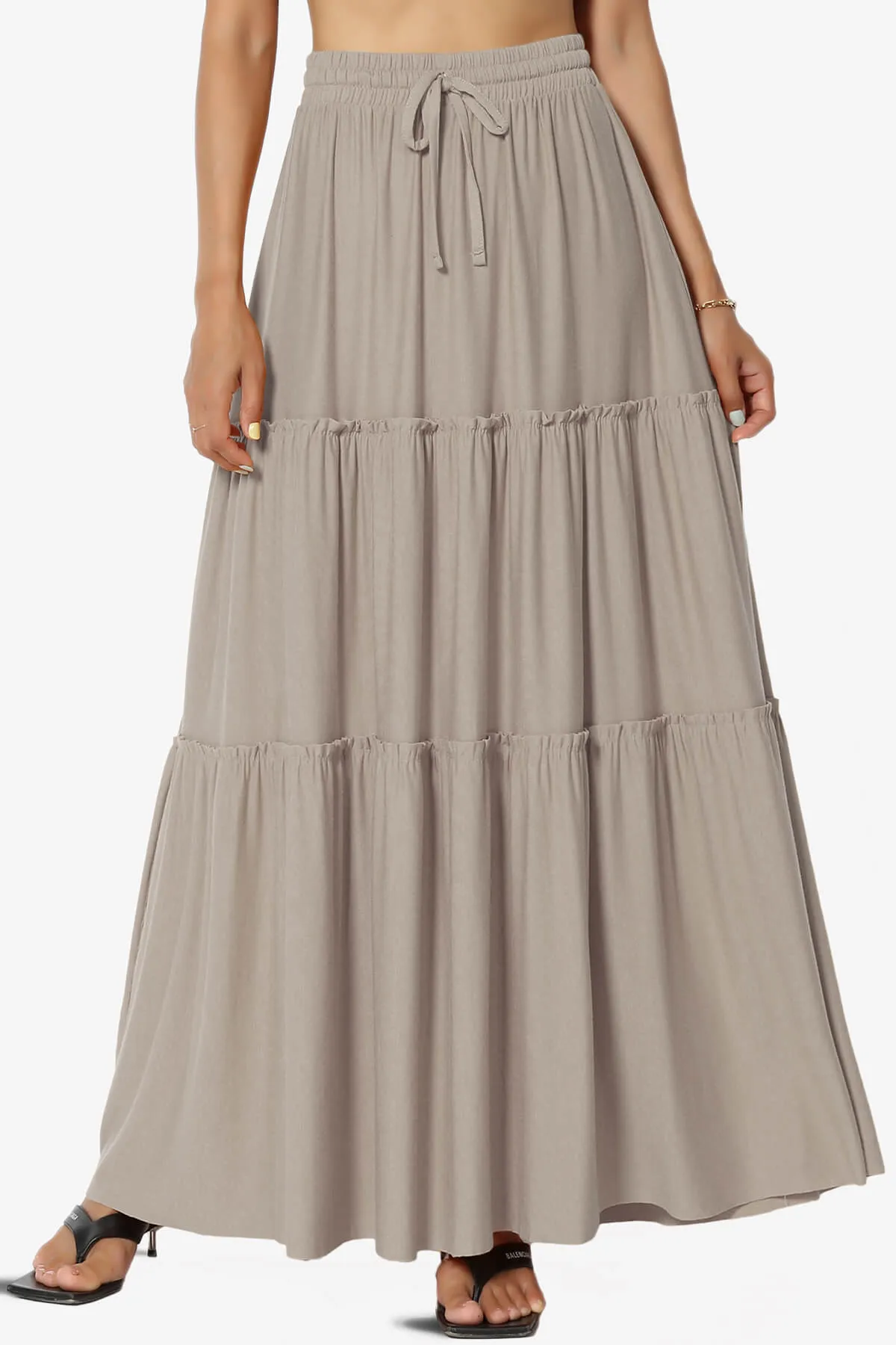 Kelton Ruffle Tiered Jersey Maxi Skirt