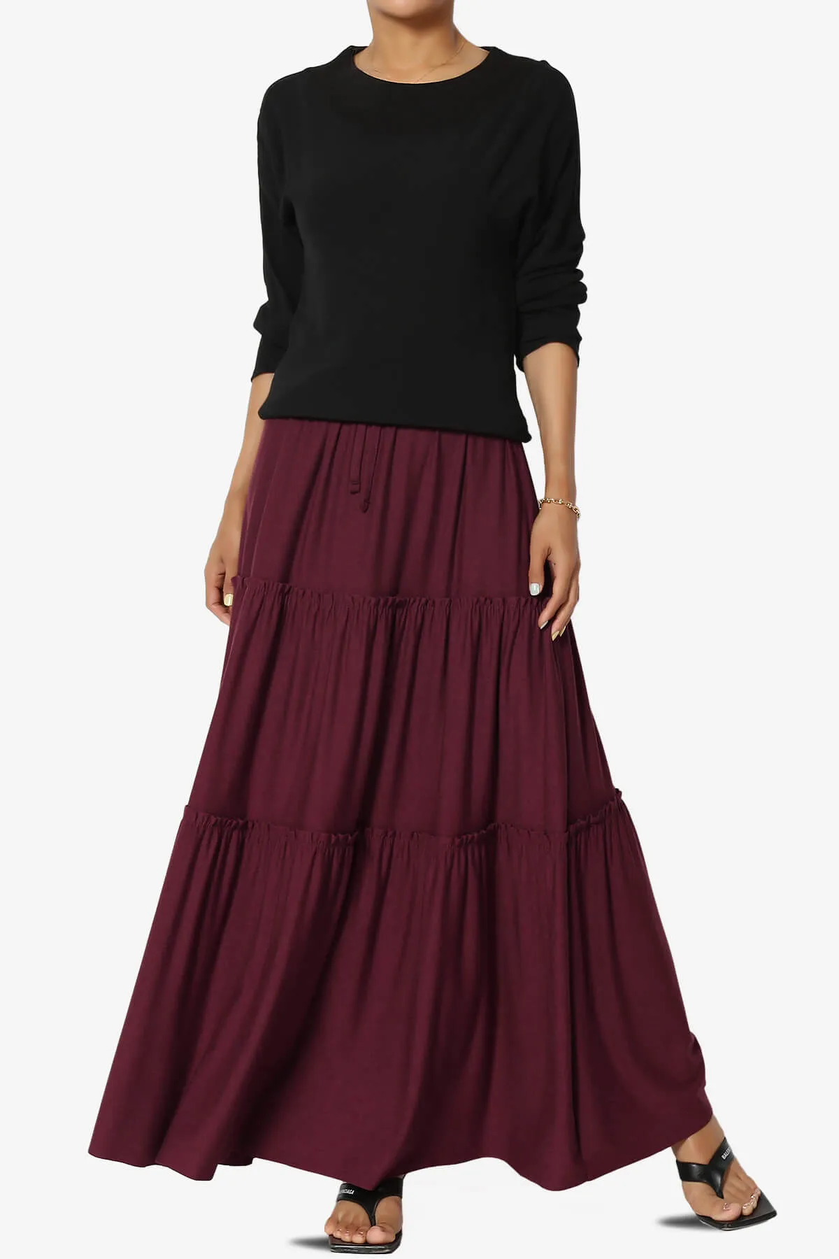 Kelton Ruffle Tiered Jersey Maxi Skirt