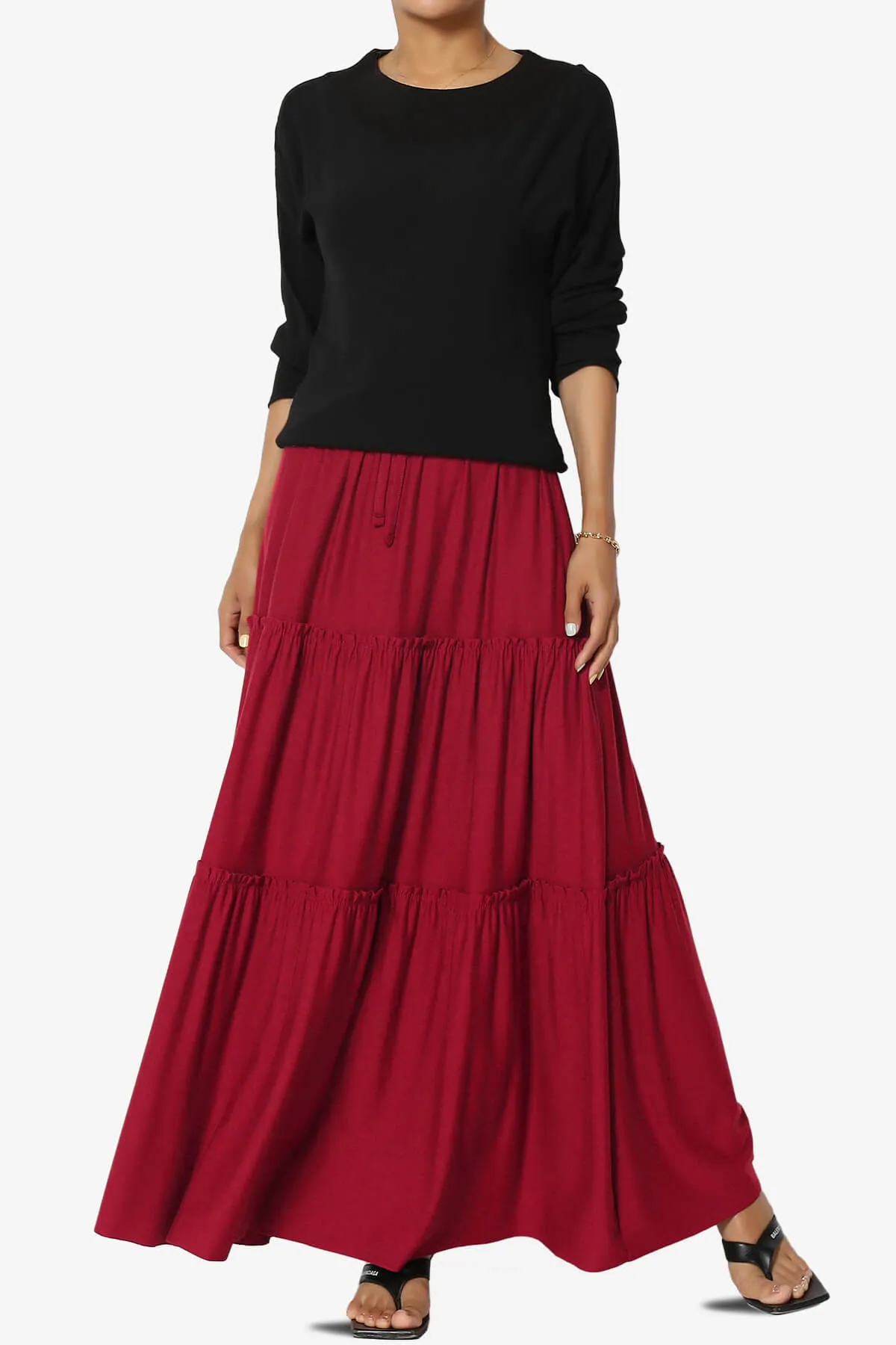 Kelton Ruffle Tiered Jersey Maxi Skirt