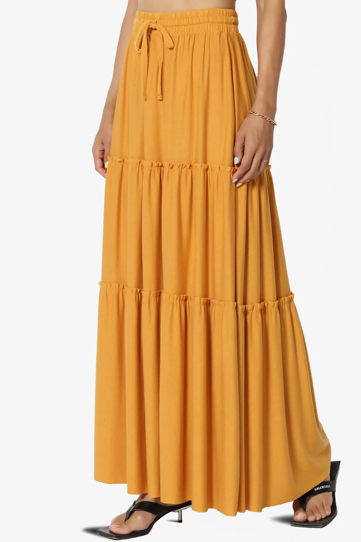 Kelton Ruffle Tiered Jersey Maxi Skirt