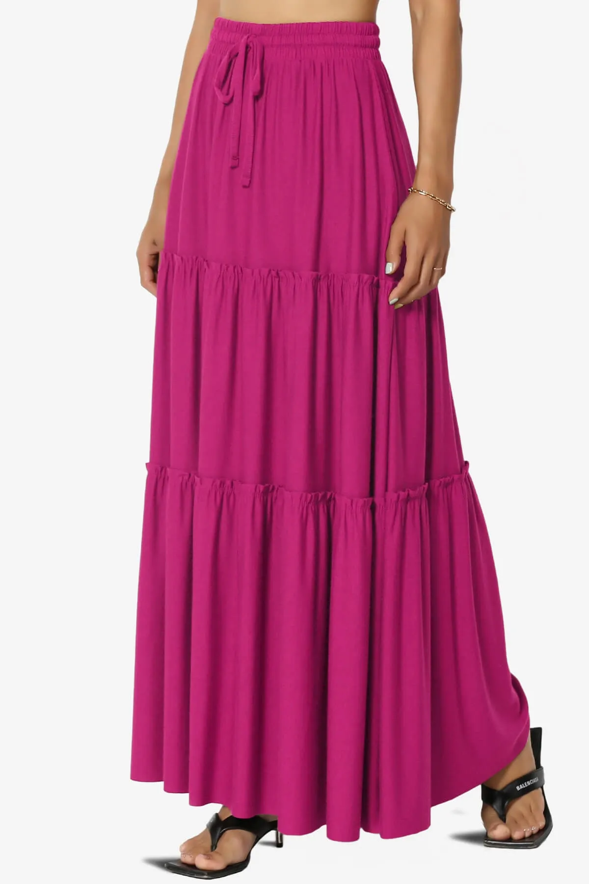 Kelton Ruffle Tiered Jersey Maxi Skirt