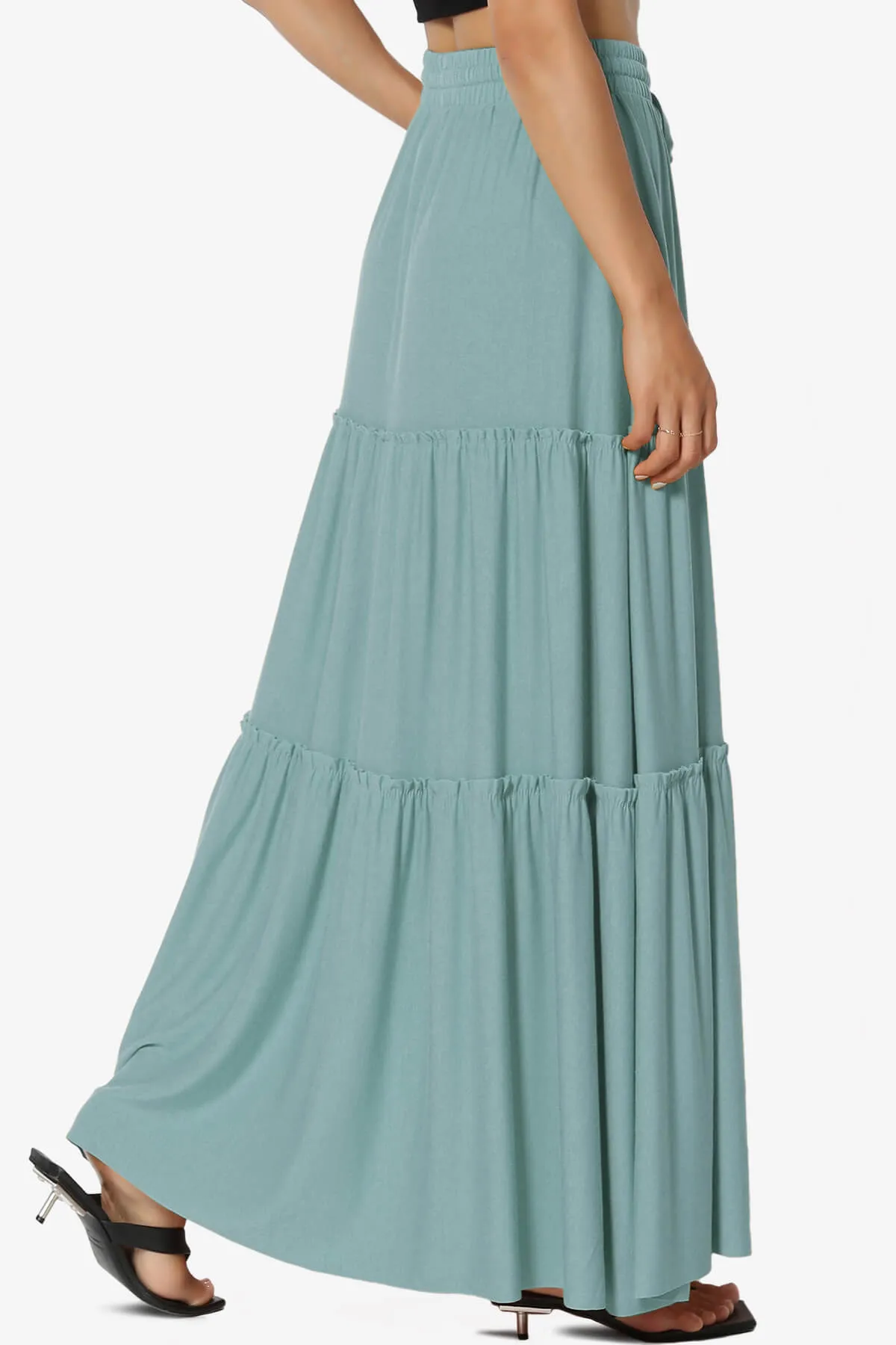 Kelton Ruffle Tiered Jersey Maxi Skirt