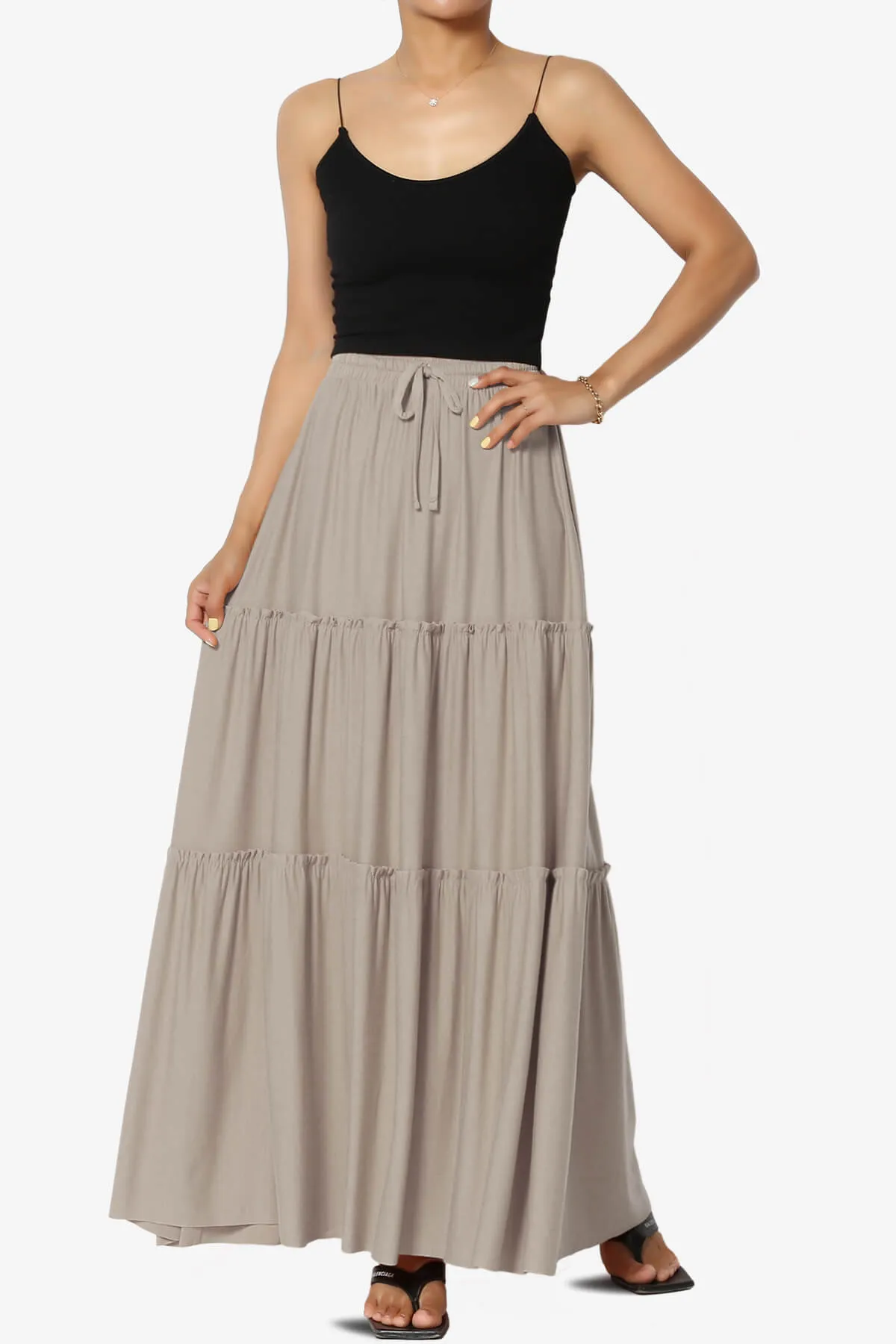 Kelton Ruffle Tiered Jersey Maxi Skirt