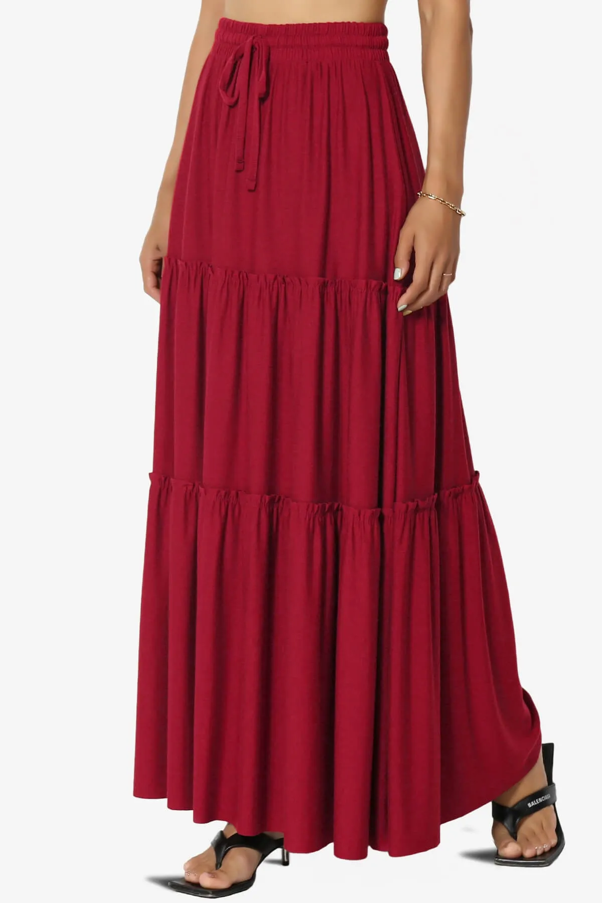 Kelton Ruffle Tiered Jersey Maxi Skirt