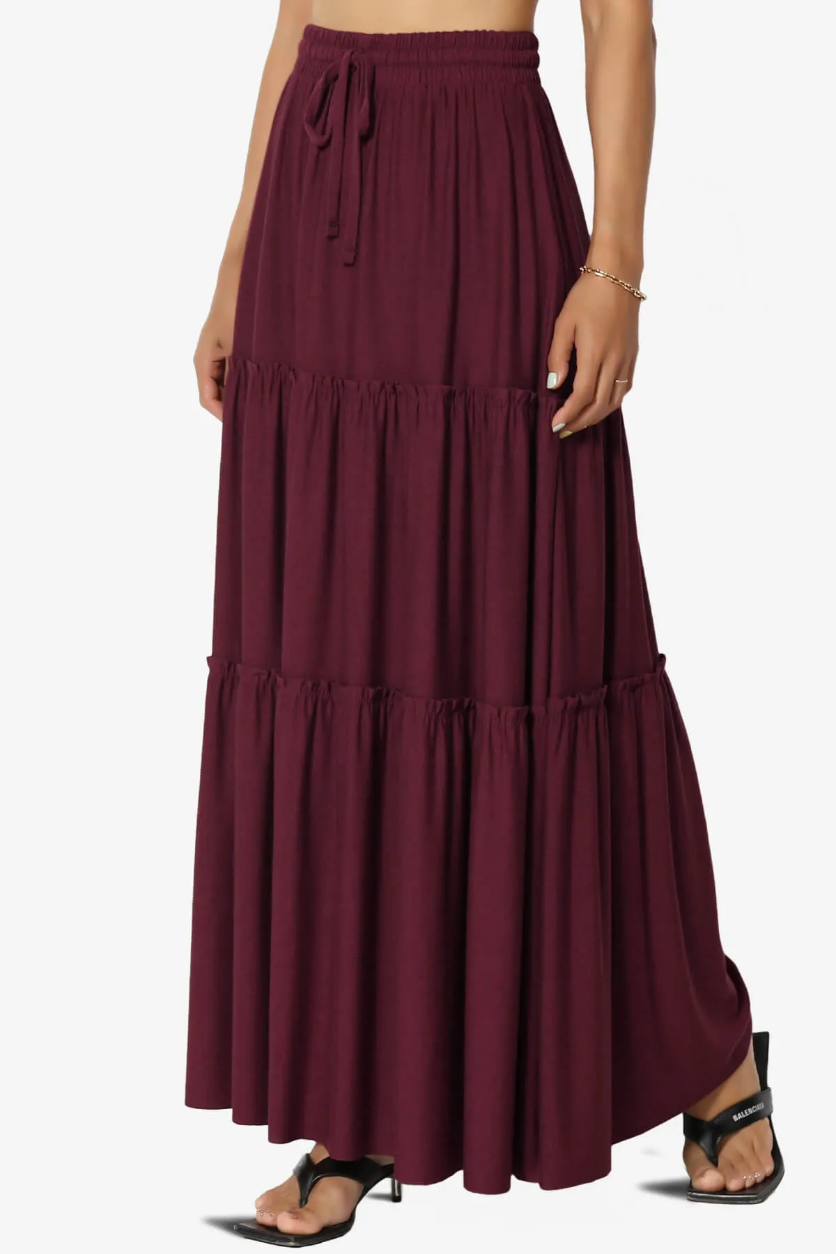 Kelton Ruffle Tiered Jersey Maxi Skirt