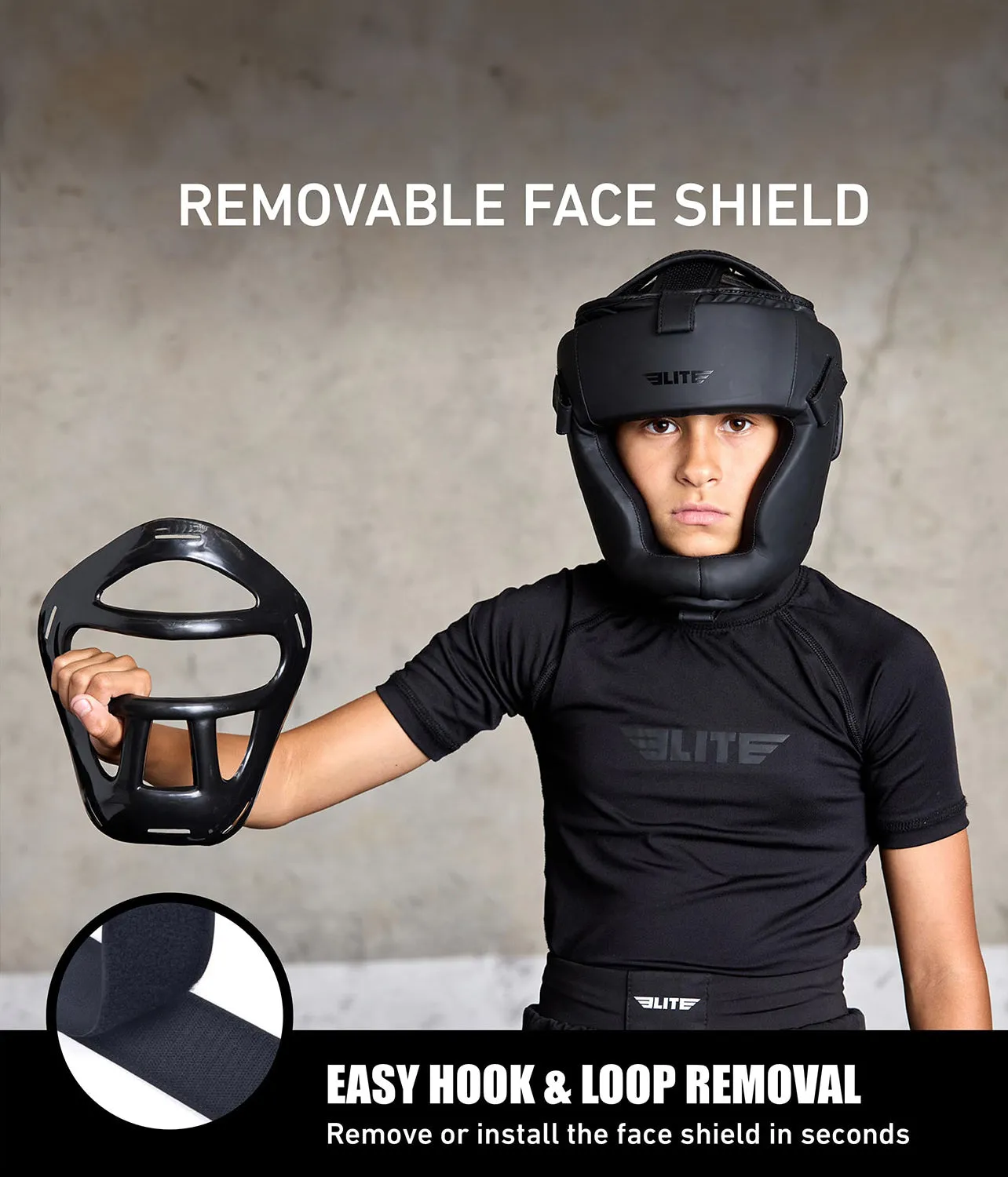 Kids' Black Muay Thai Safety Headgear