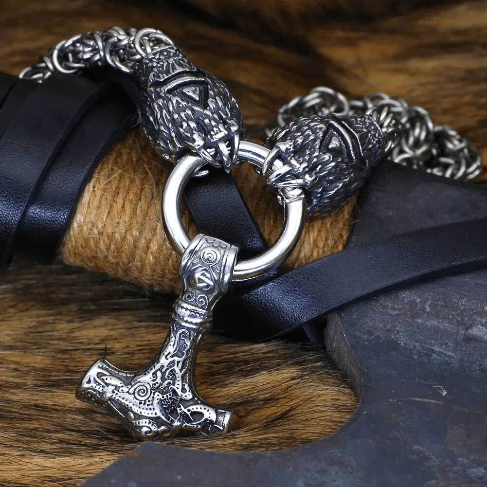 King Chain With Bear Claws & Mjolnir Pendant