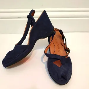 L'Amour Des Pieds Oraine Shoes Slingback Wedge Blue Suede Size 8 NWOT