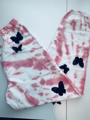 Large Pink Dye Butterfly Oversized Sweats