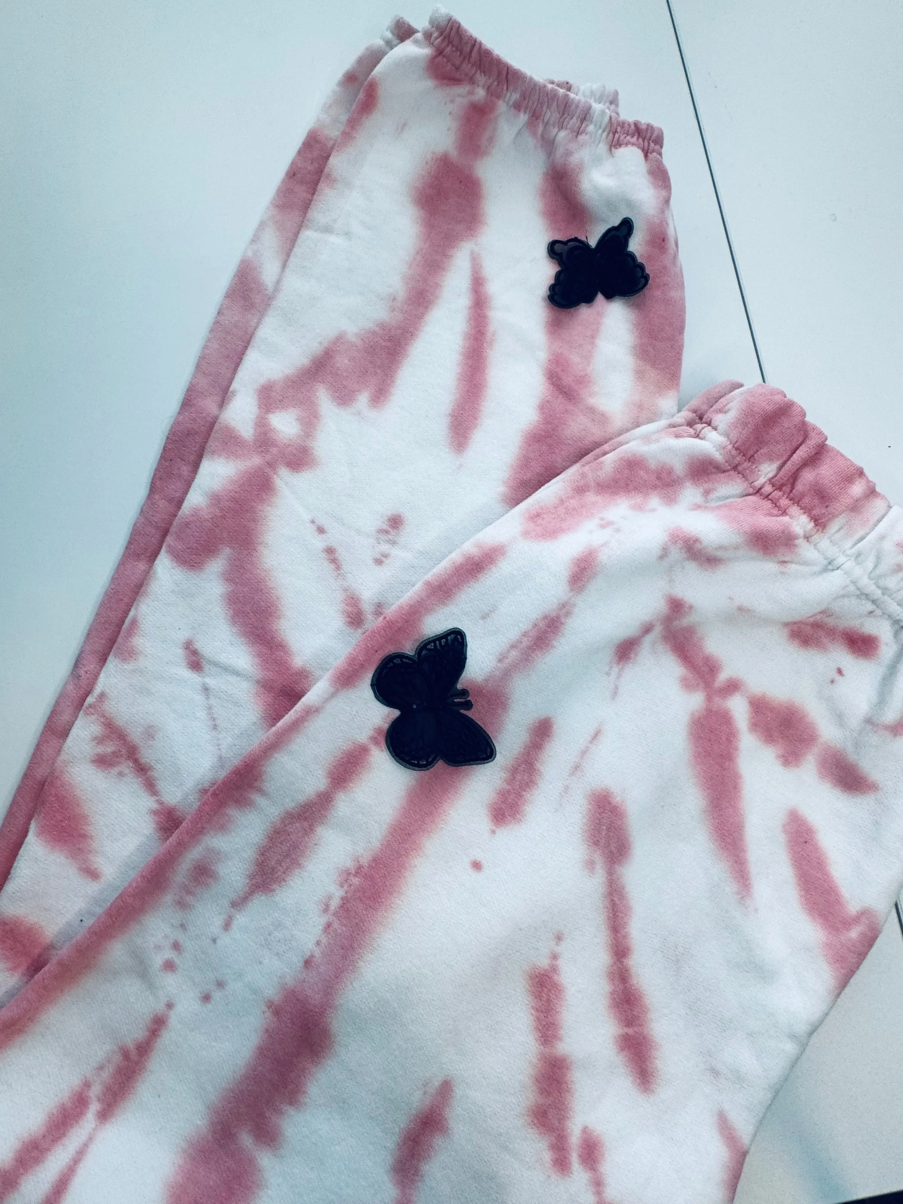Large Pink Dye Butterfly Oversized Sweats