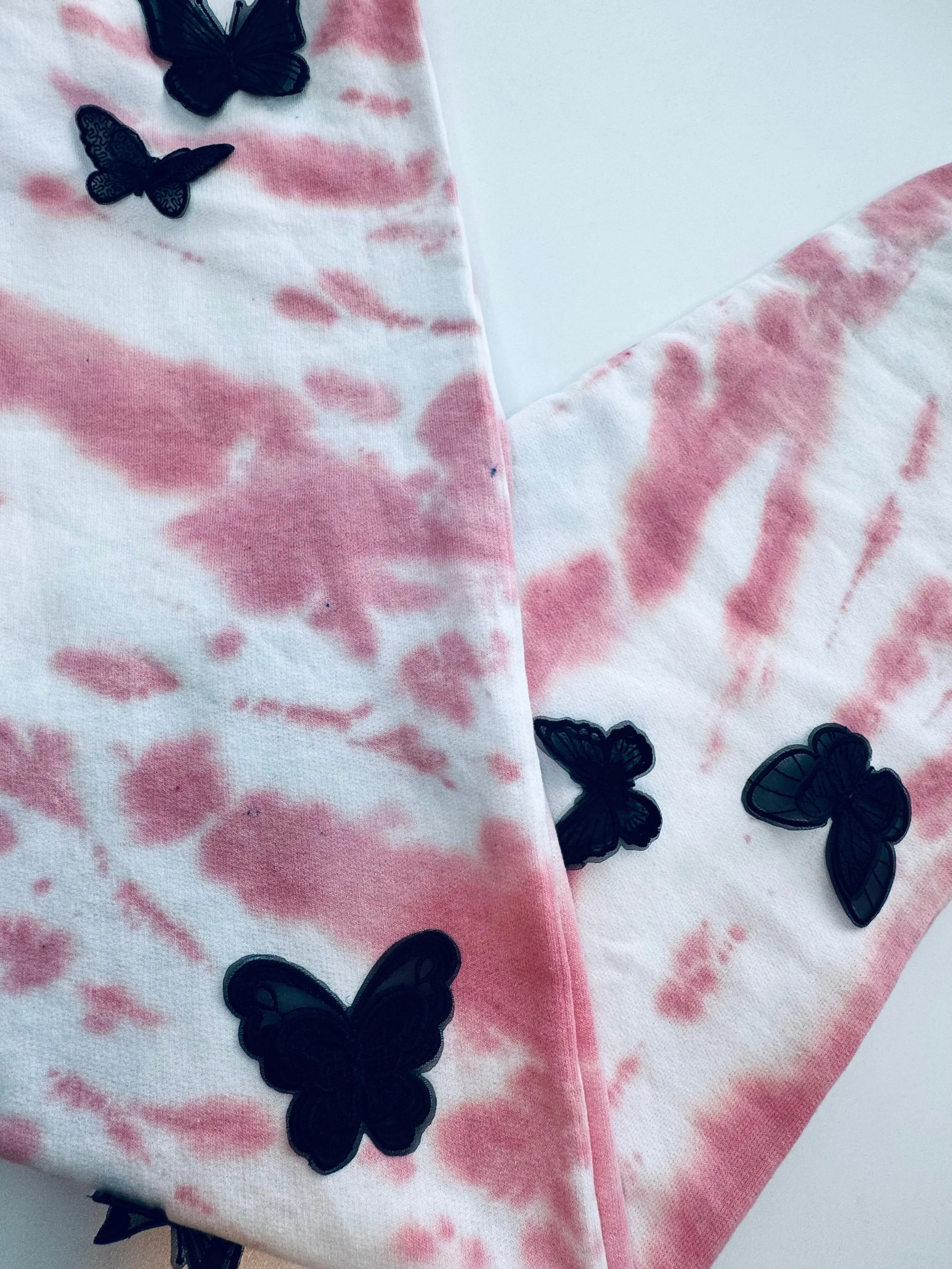 Large Pink Dye Butterfly Oversized Sweats