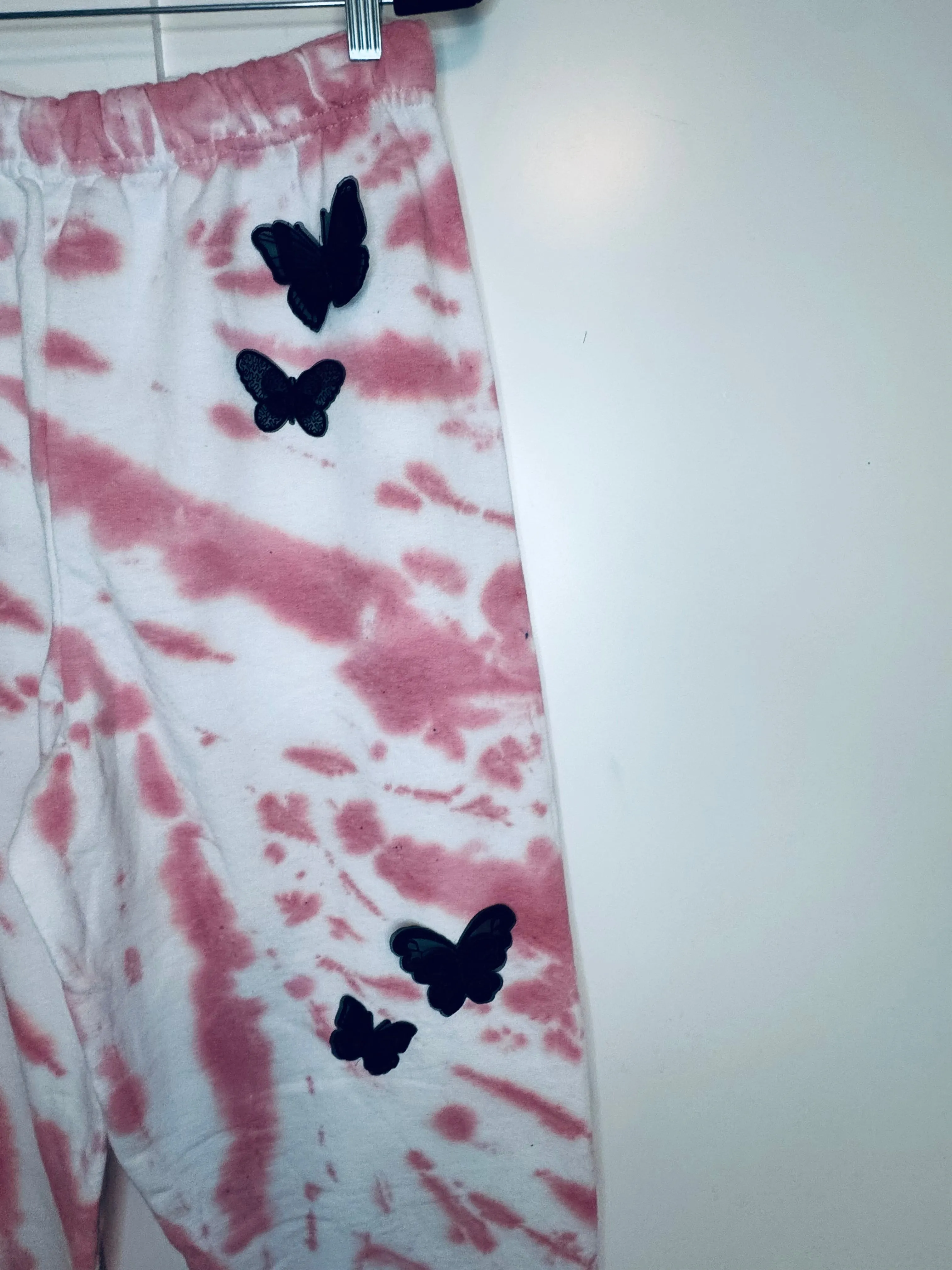 Large Pink Dye Butterfly Oversized Sweats