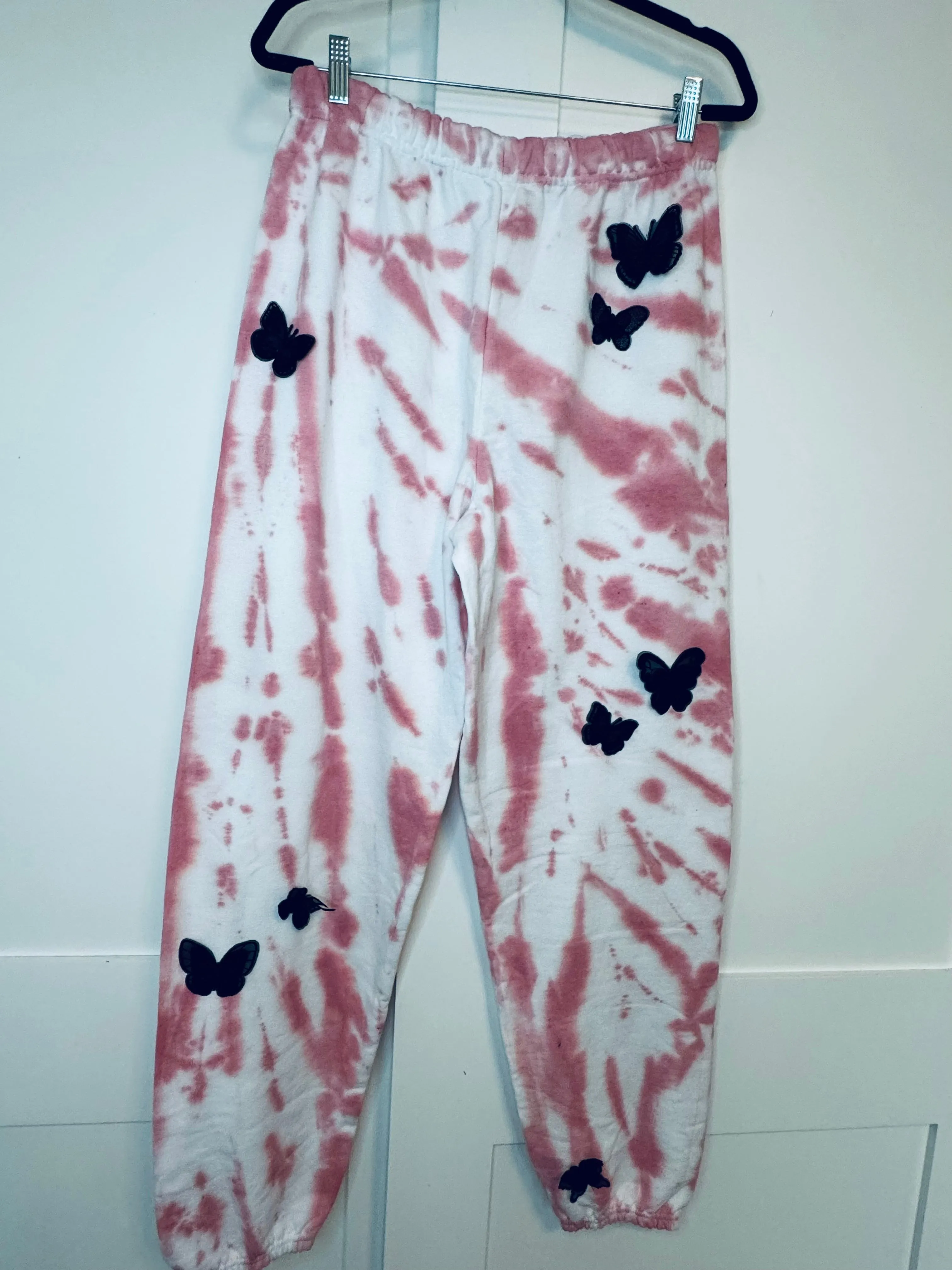 Large Pink Dye Butterfly Oversized Sweats